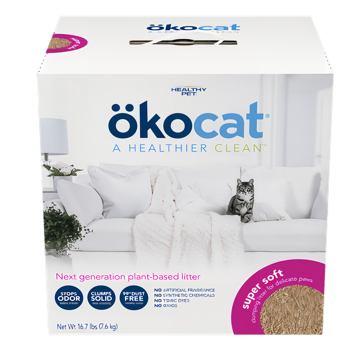 Okocat Super Soft Clumping Wood Cat Litter for Delicate Paws