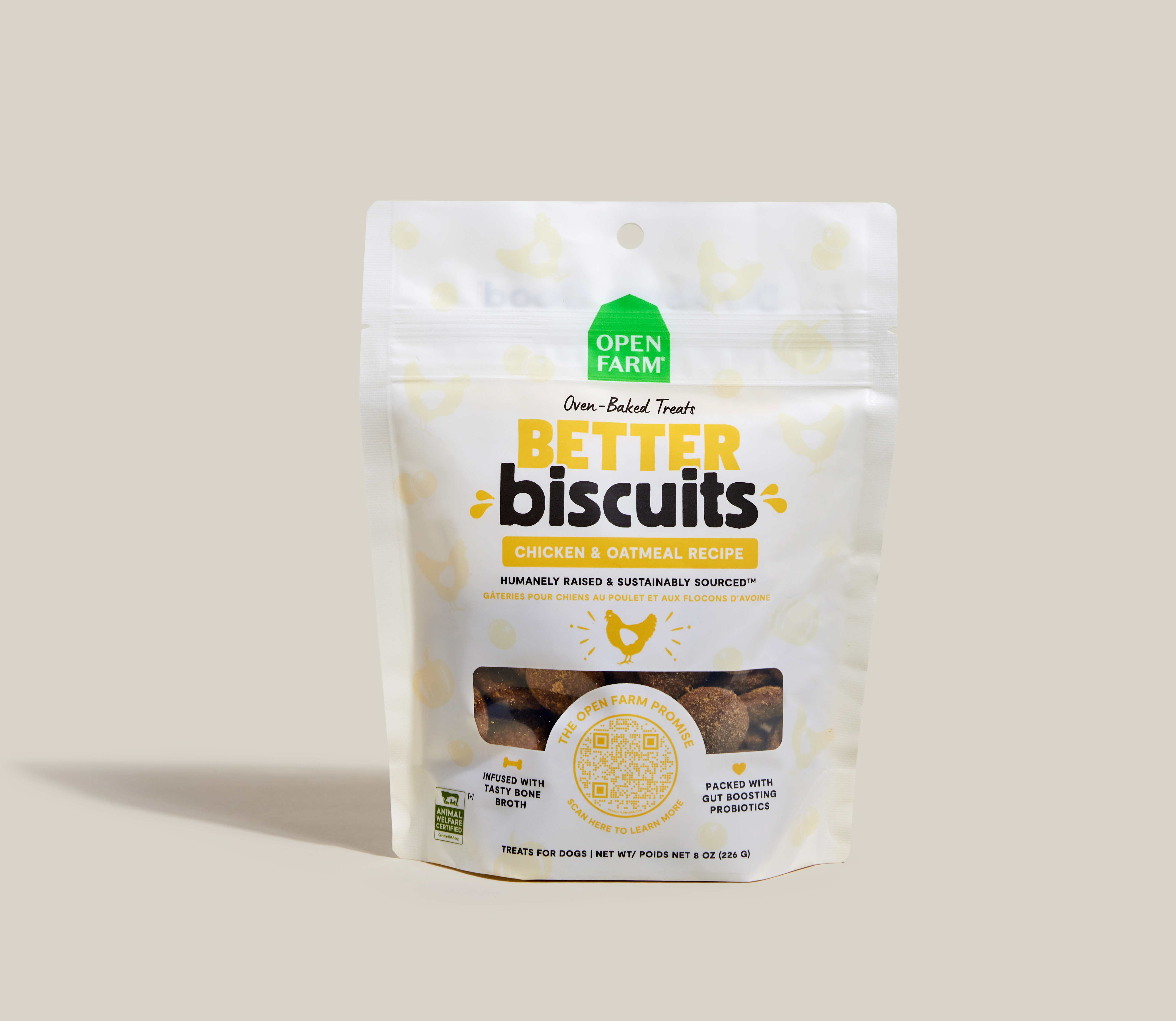 Open Farm Better Biscuits Chicken & Oatmeal treats bag