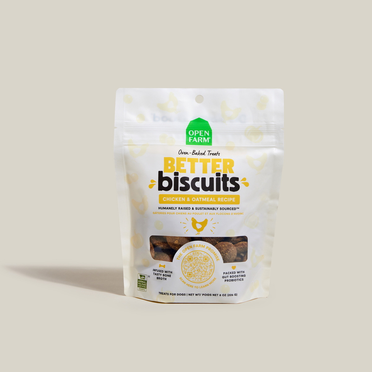 Open Farm Better Biscuits Chicken & Oatmeal Dog Treats -- open farm better biscuits chicken & oatmeal treats bag