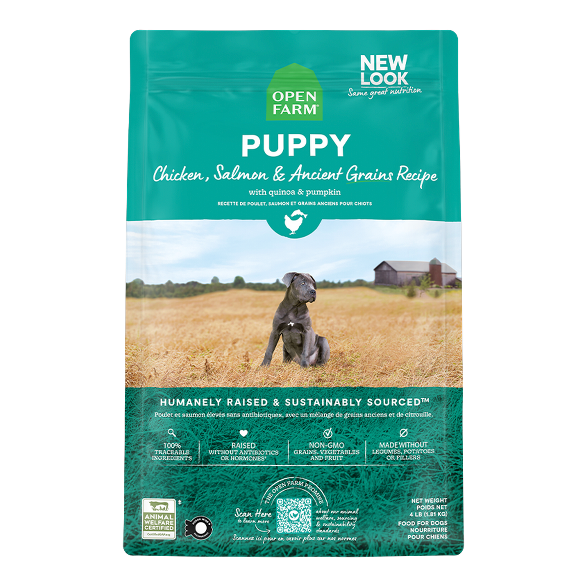 Open Farm Chicken & Salmon Ancient Grains Puppy Kibble -- 22 lb bag