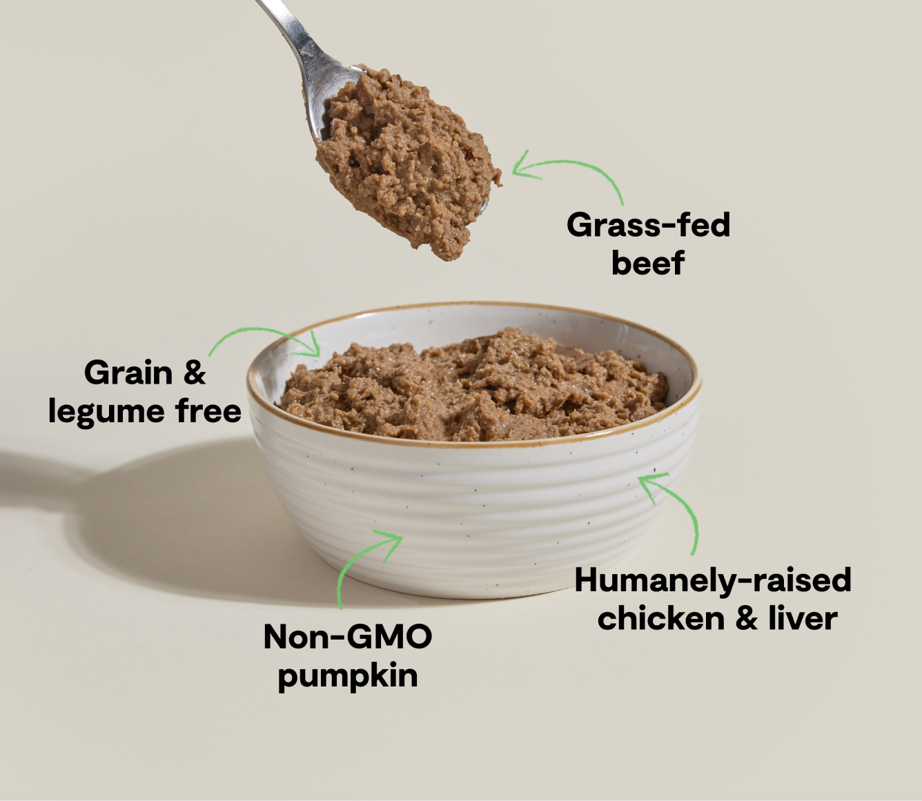 Open Farm chicken & grass-fed beef pâté benefits: grass-fed beef, grain and legume free, non-GMO pumpkin, humanely-raised chicken and liver