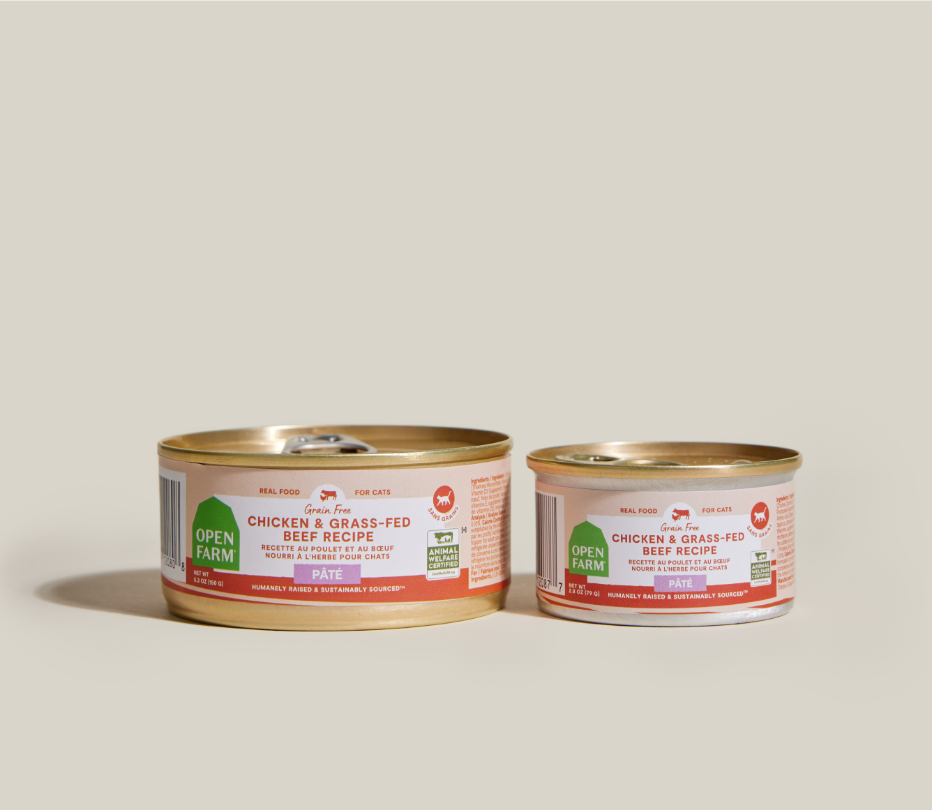 Open Farm Chicken & Grass-Fed Beef Pâté for Cats 2.8 oz and 5.3 oz cans