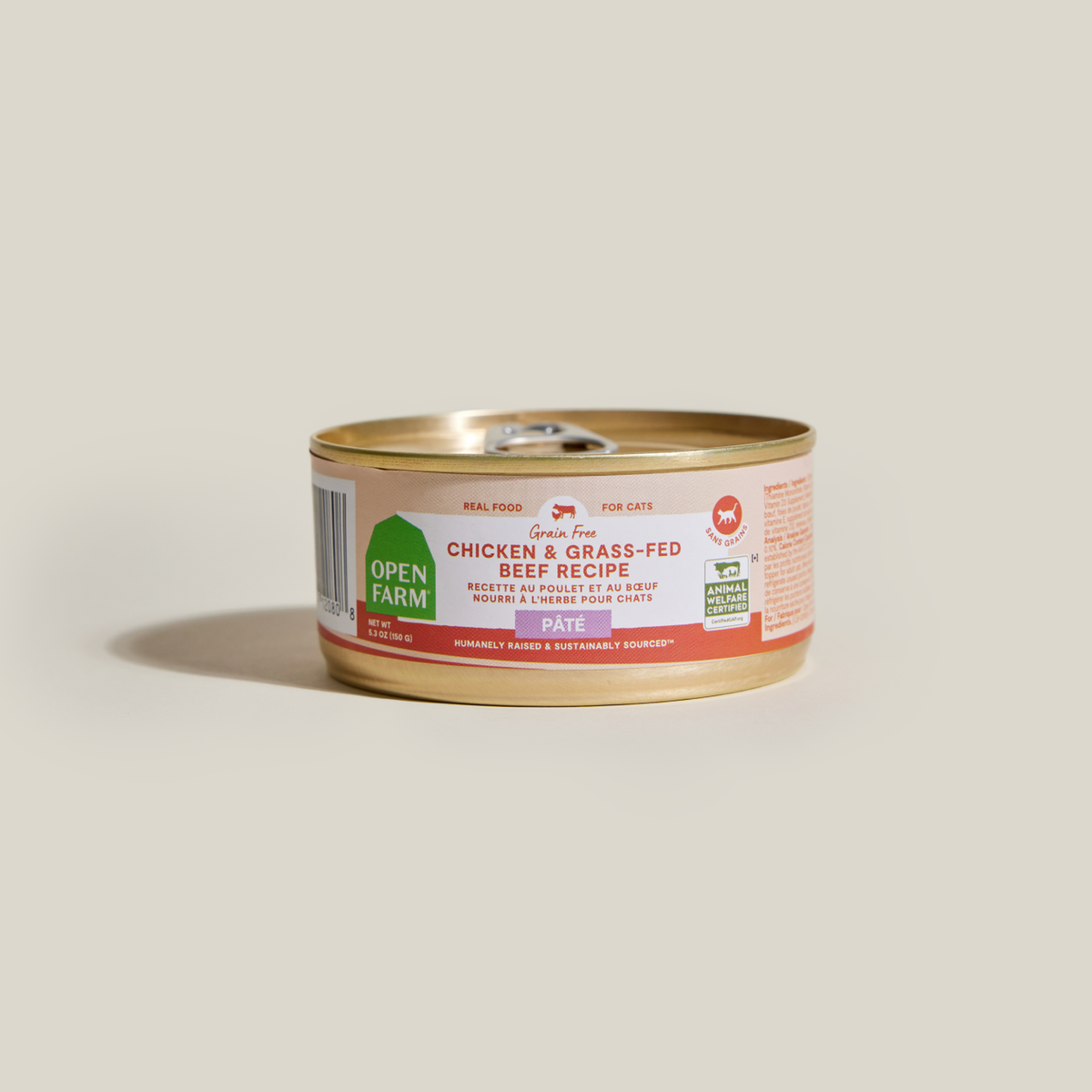 Open Farm Chicken & Grass-Fed Beef Pâté for Cats -- open farm grain-free chicken & grass-fed beef recipe pâté can for cats