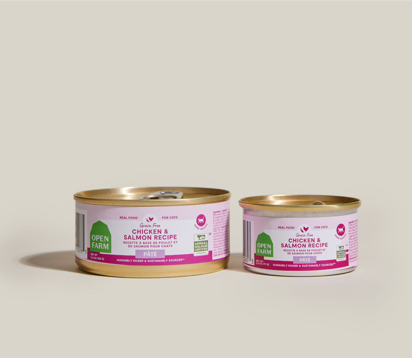 Open Farm Chicken & Salmon Pâté for Cats 2.8 oz and 5.3 oz cans