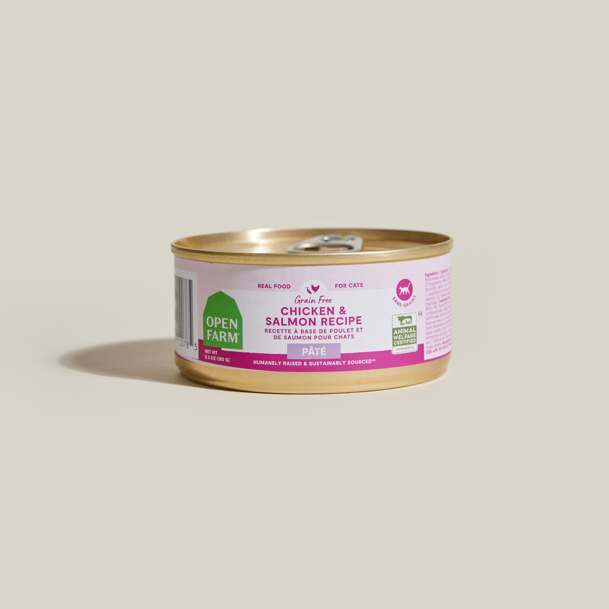 Open Farm Chicken & Salmon Pâté for Cats -- open farm grain-free chicken & salmon recipe pâté can for cats