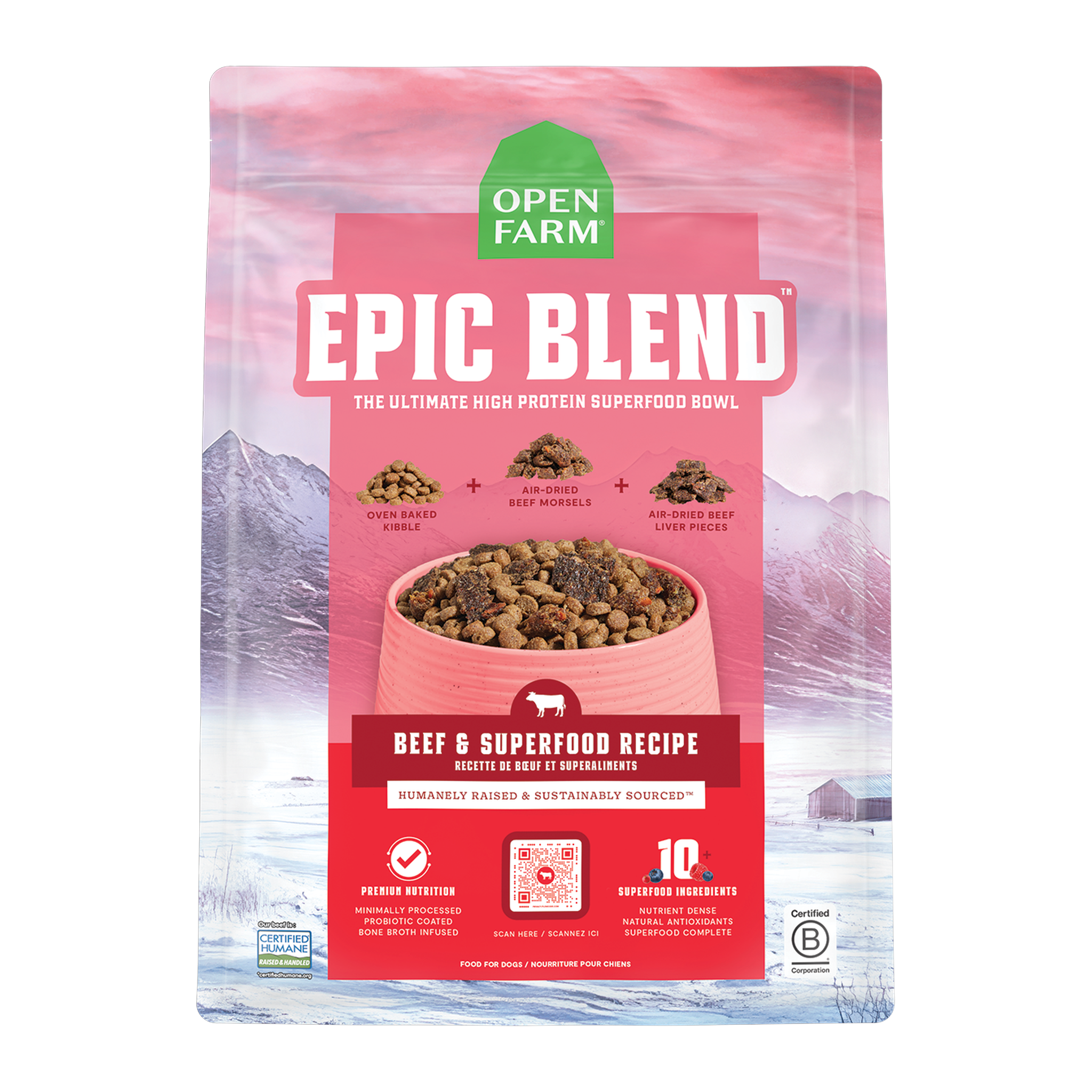 Open Farm Epic Blend Beef & Superfood dry dog food bag