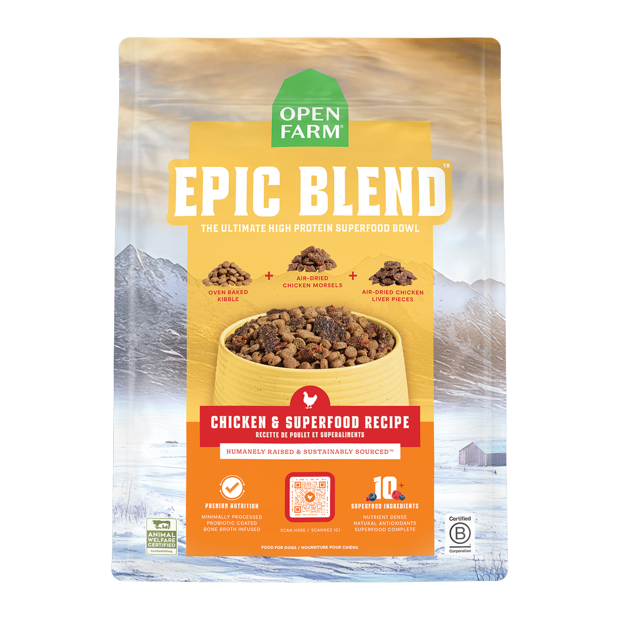 Open Farm Epic Blend Chicken & Superfood dry dog food bag
