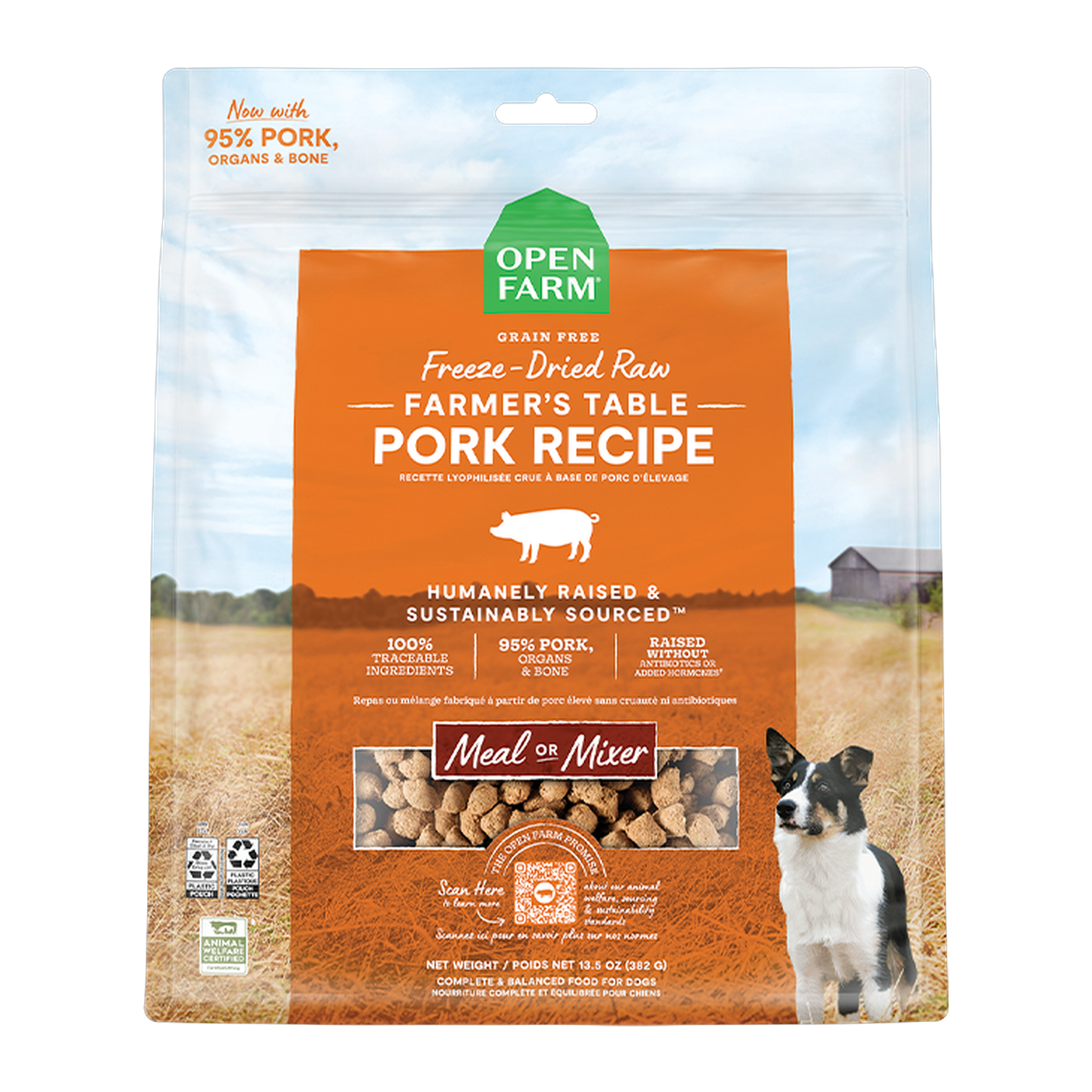 Open Farm Farmer's Table Pork Freeze Dried Raw Morsels for Dogs 13.5 oz bag