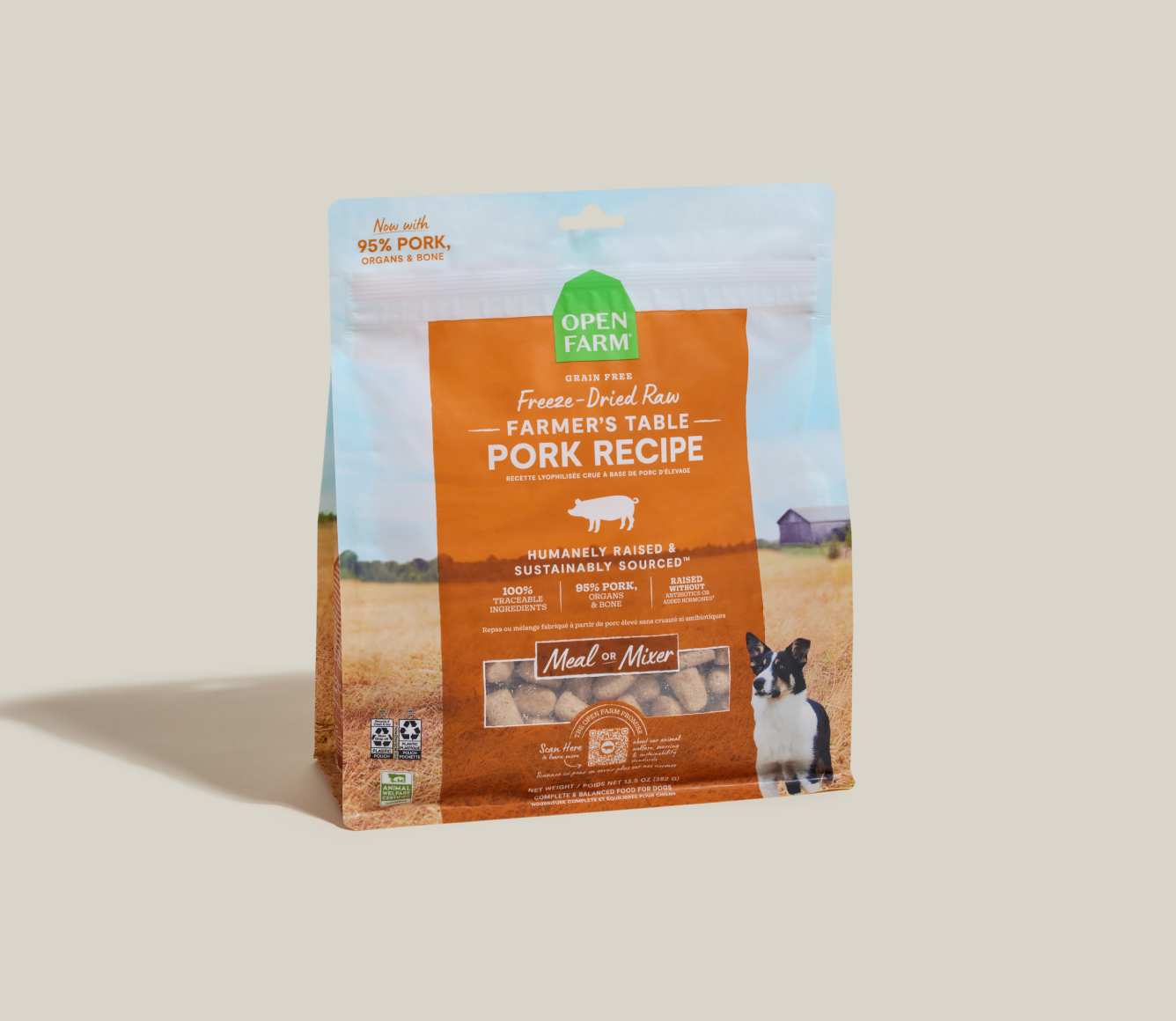 Open Farm Farmer's Table Pork Freeze Dried Raw Morsels bag front