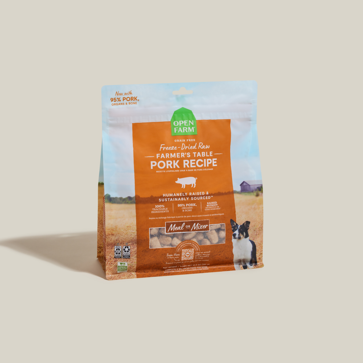 Open Farm Farmer's Table Pork Freeze Dried Raw Morsels for Dogs -- open farm farmer's table pork freeze dried raw morsels bag front