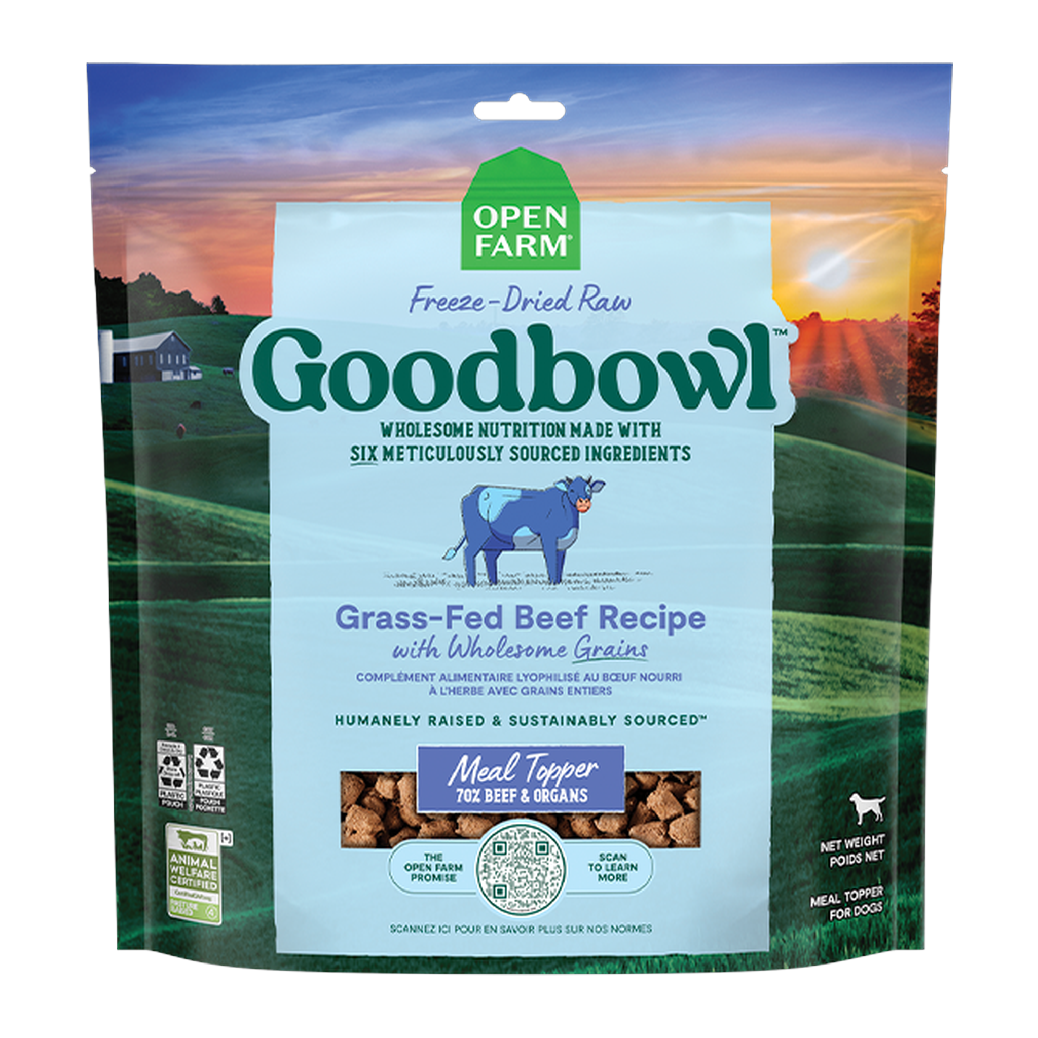 Open Farm Goodbowl Grass-Fed Beef Freeze Dried Raw Morsels for Dogs 23 oz bag