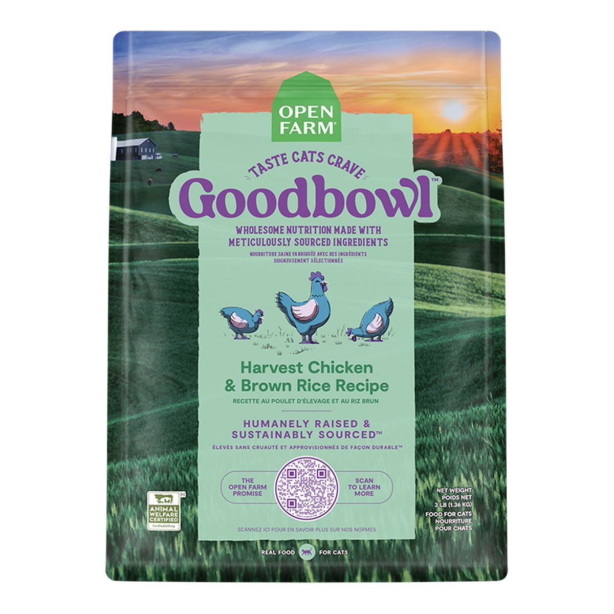 Open Farm Goodbowl Harvest Chicken & Brown Rice Cat Kibble -- 7 lb bag