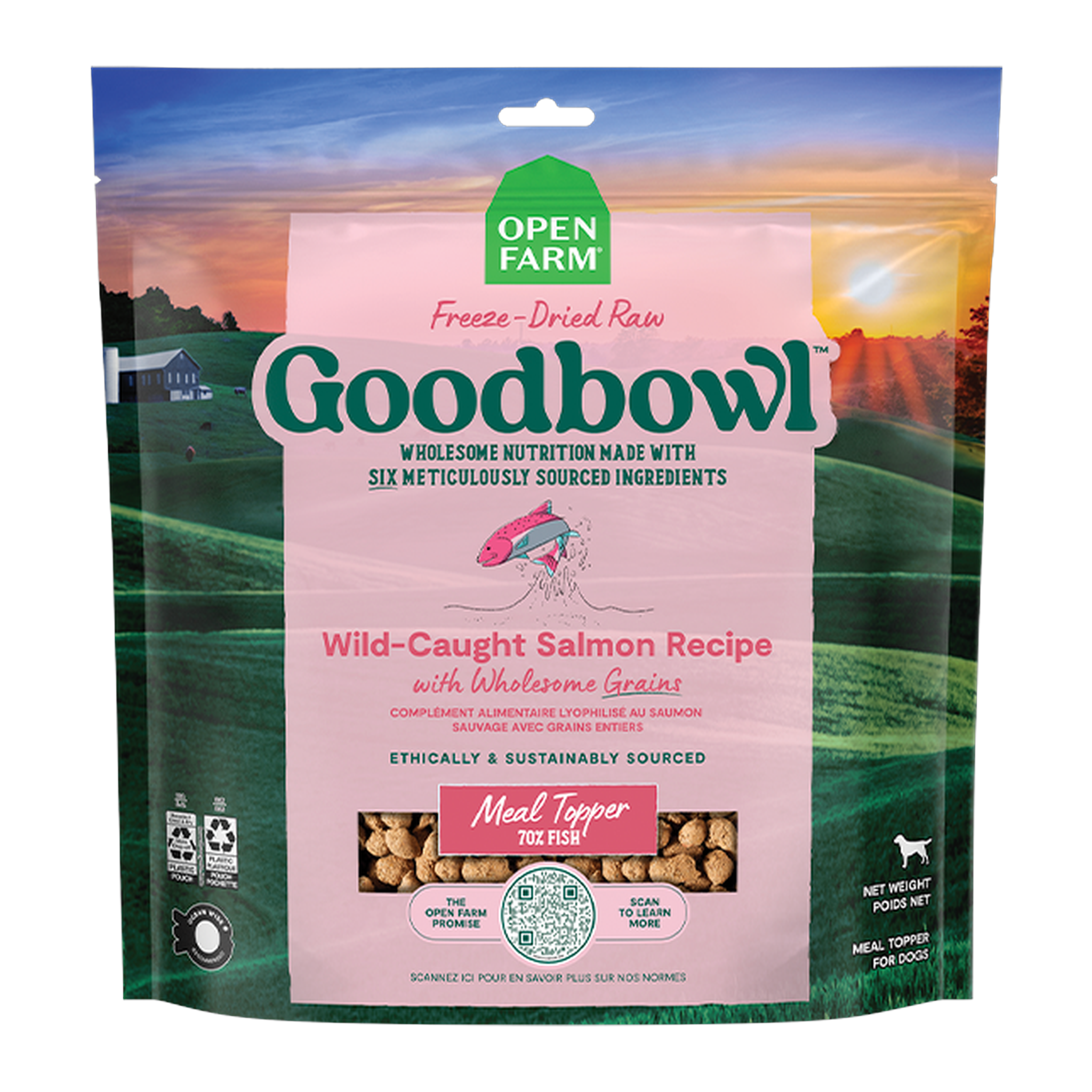 Open Farm Goodbowl Wild-Caught Salmon Freeze Dried Raw Morsels for Dogs 23 oz bag