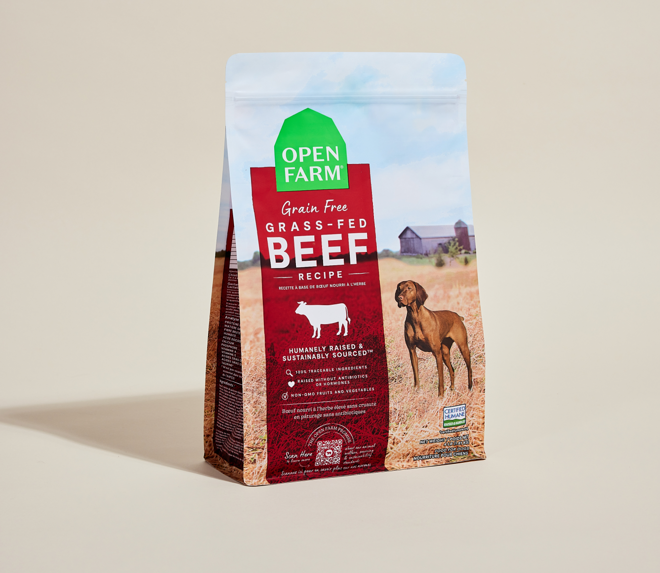 Open Farm Grass-Fed Beef Grain-Free Dog Kibble bag