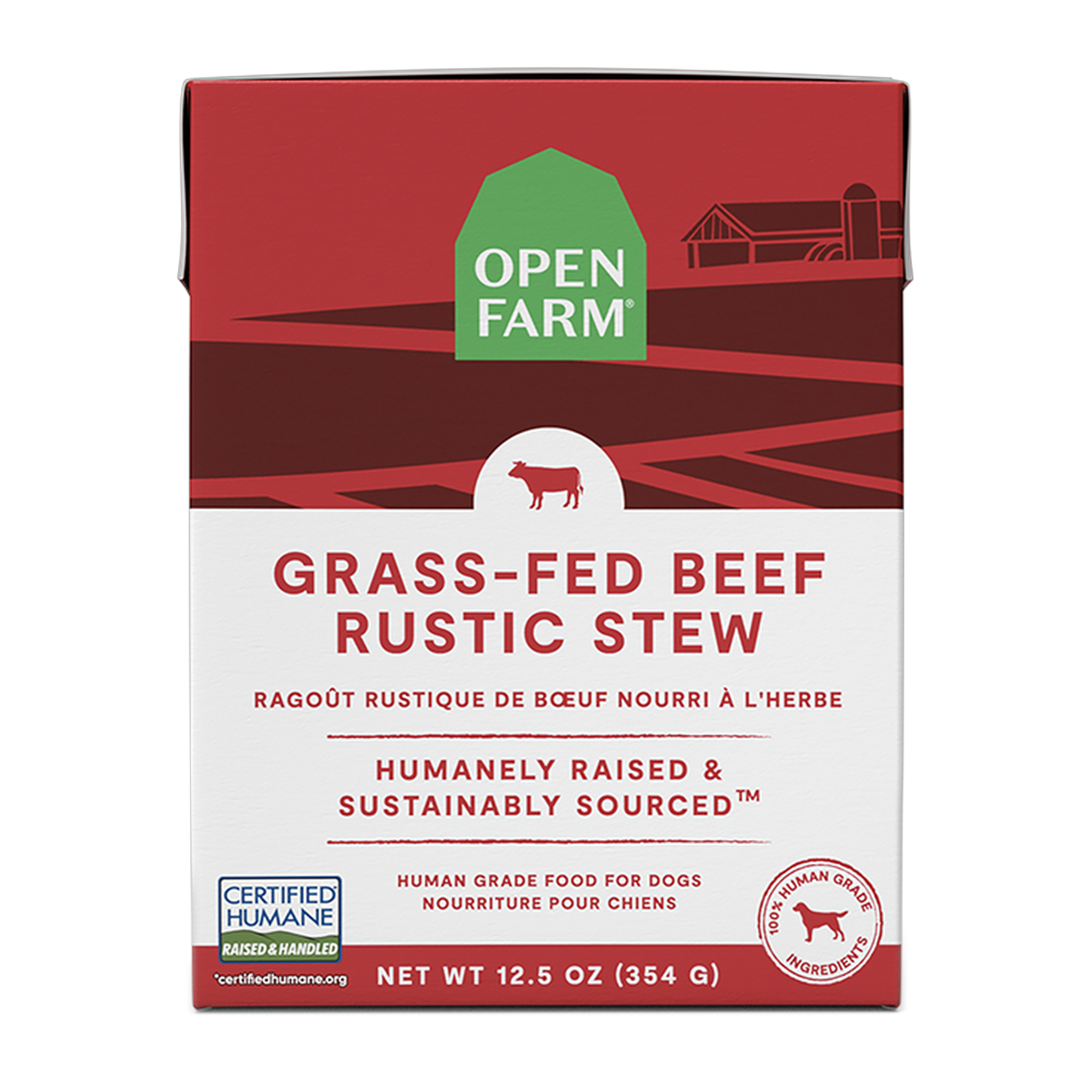 Open Farm Grass-Fed Beef Rustic Stew Wet Dog Food 12.5 oz carton