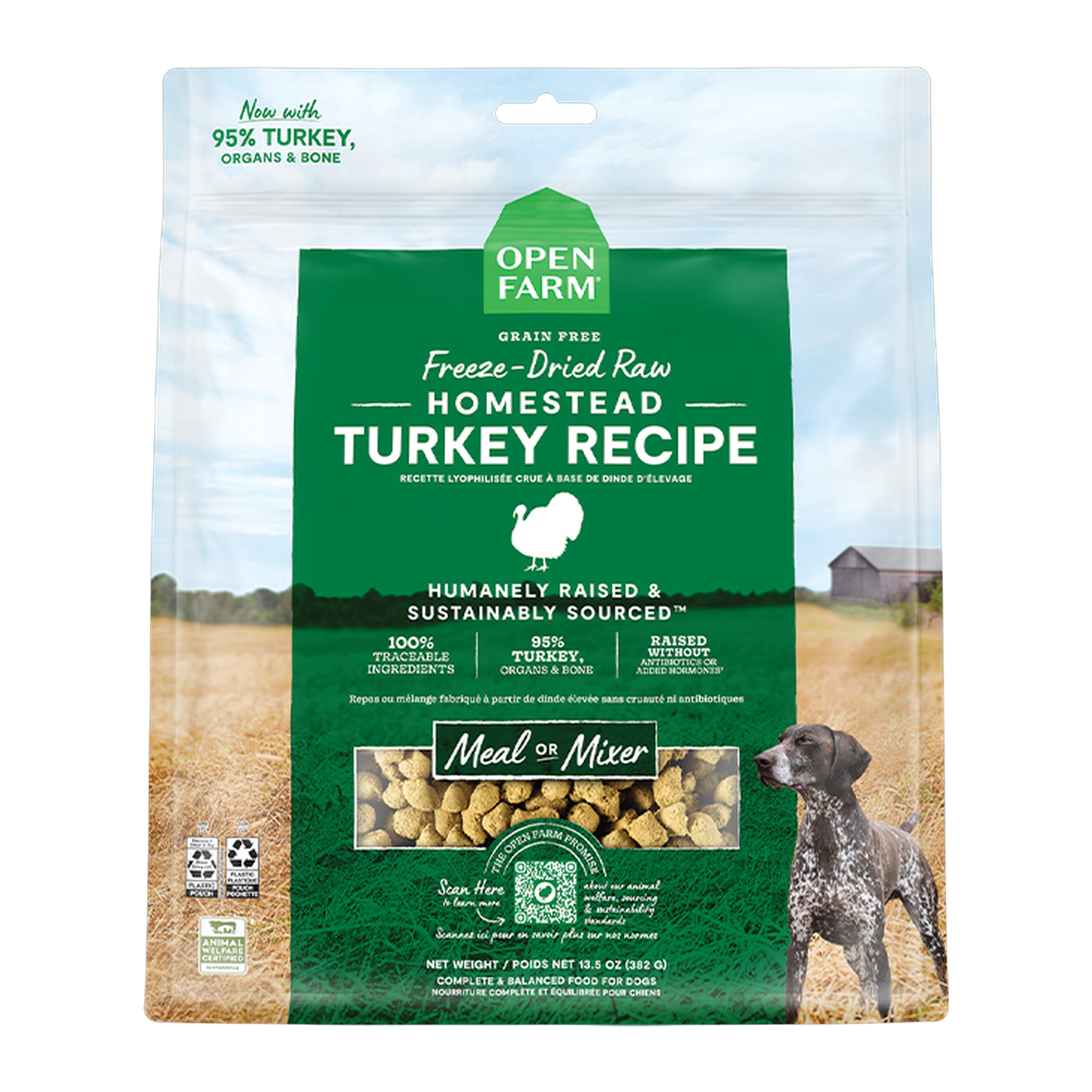 Open Farm Homestead Turkey Freeze Dried Raw Morsels for Dogs 13.5 oz bag