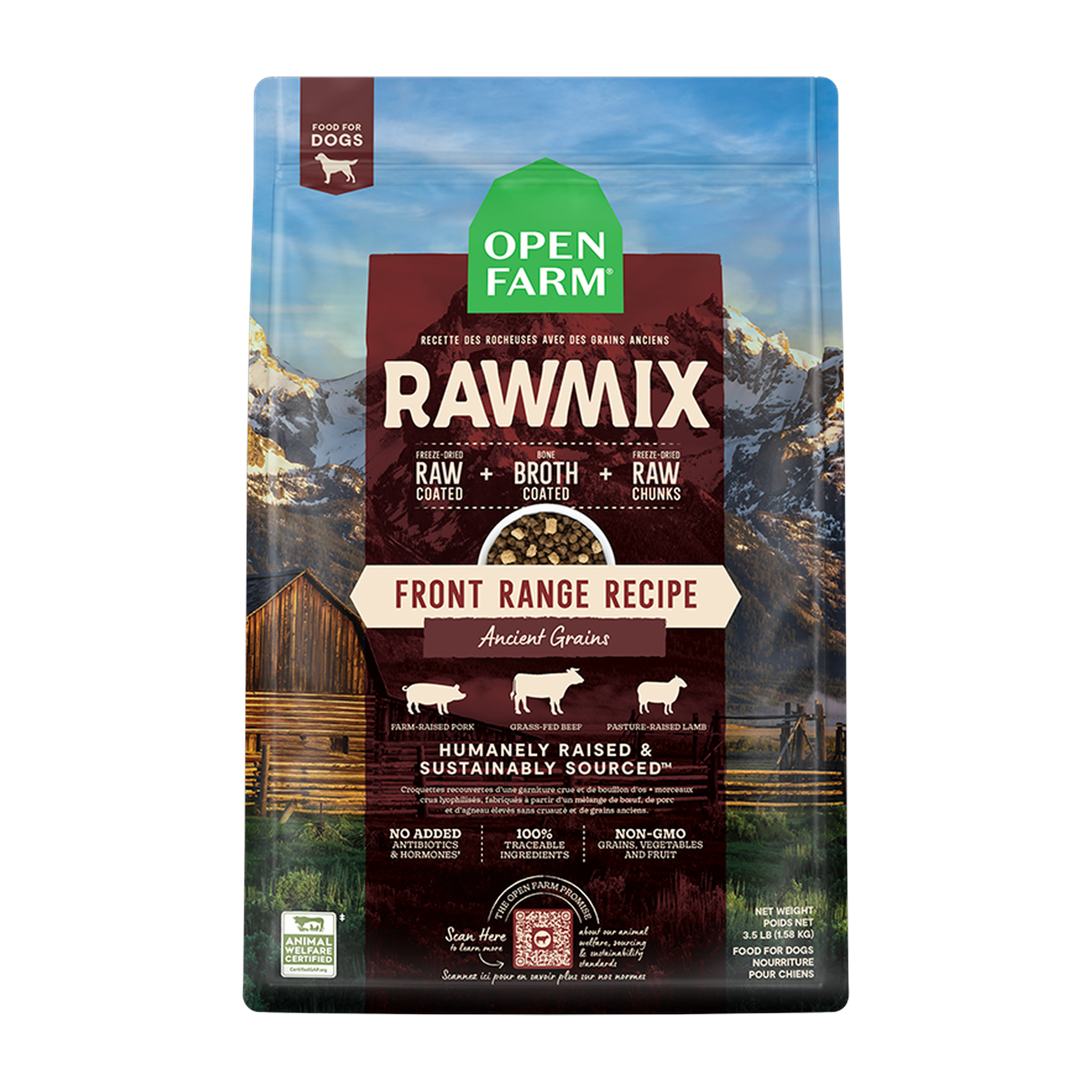 Open Farm RawMix Front Range Ancient Grains Dog Kibble 20 LB bag