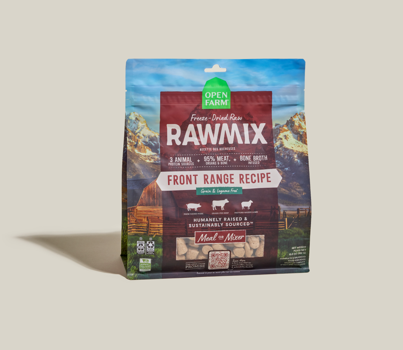 Open Farm RawMix Front Range Freeze Dried Raw Morsels bag front
