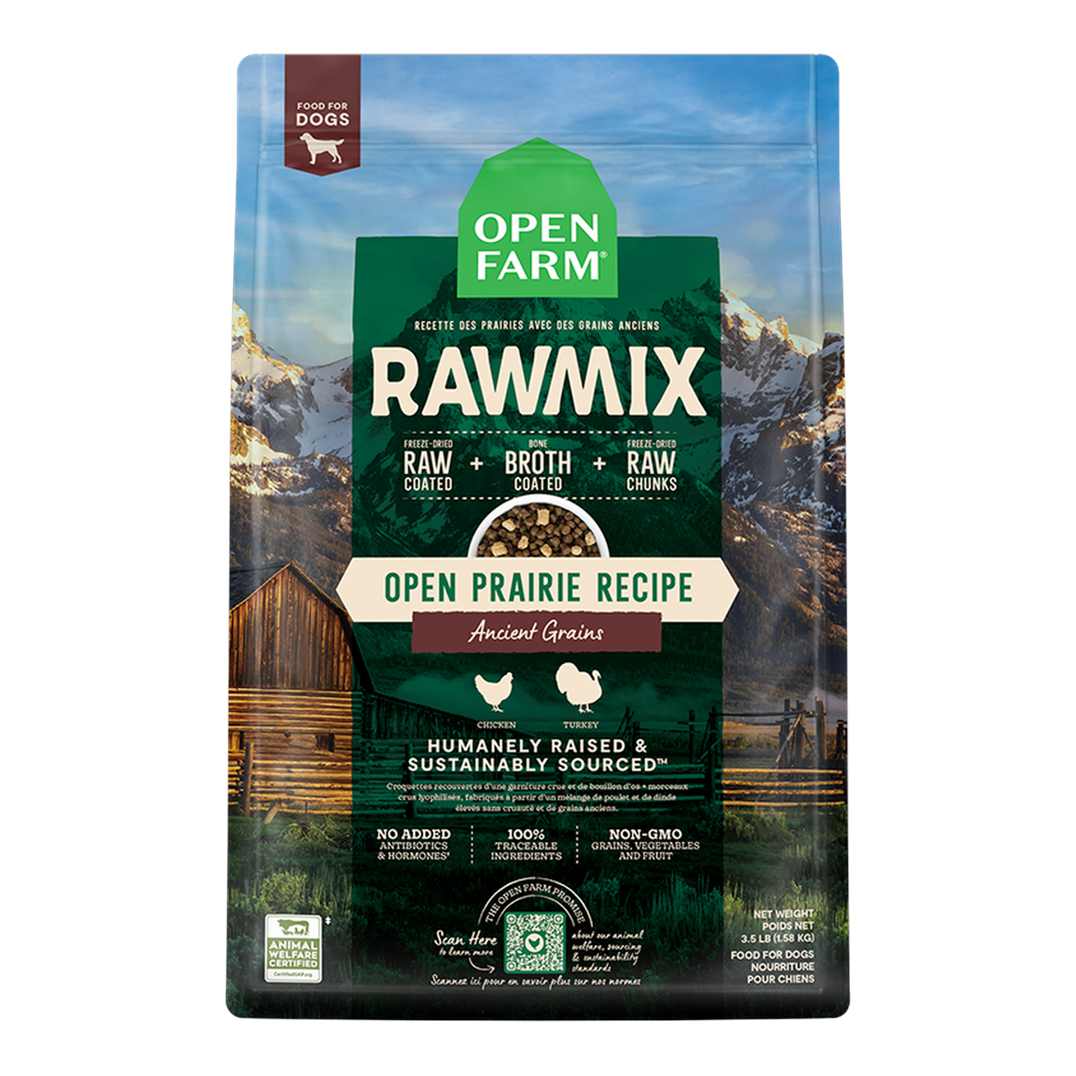 Open Farm RawMix Open Prairie Ancient Grains Dog Kibble -- 20 lb bag