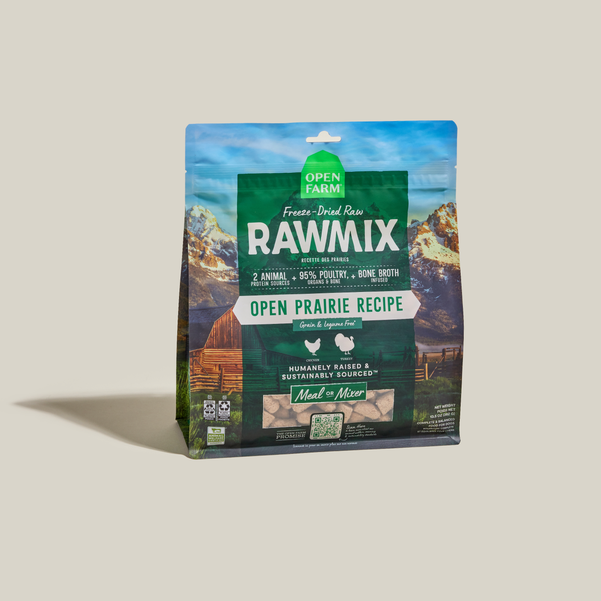 Open Farm RawMix Open Prairie Freeze Dried Raw Morsels for Dogs -- open farm rawmix open prairie freeze dried raw morsels bag front