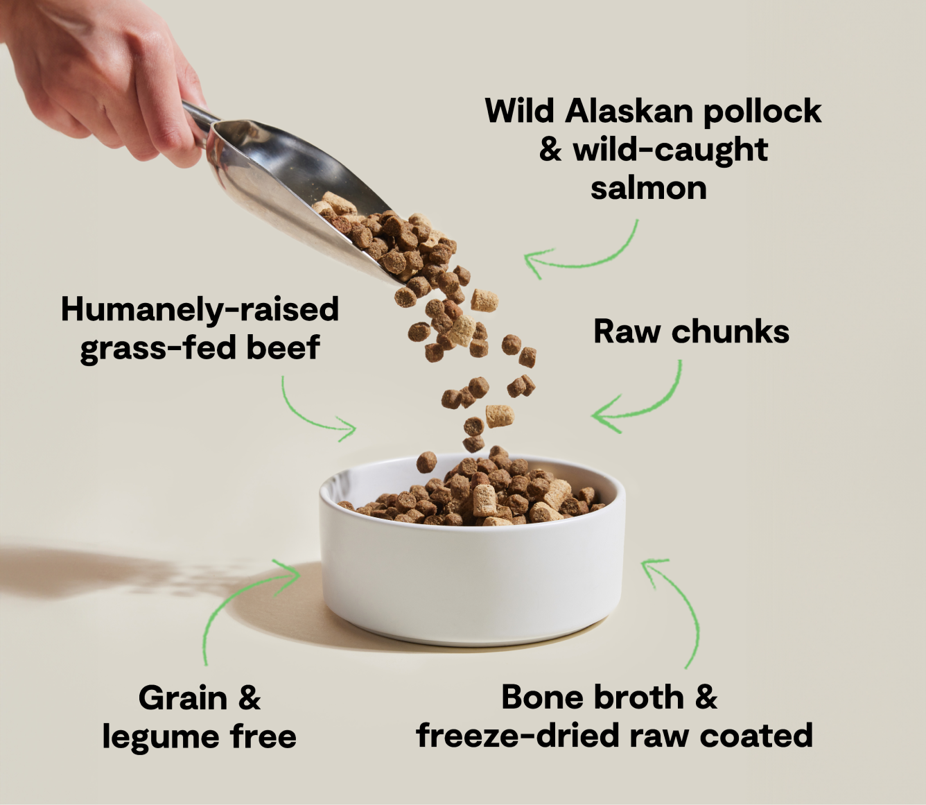 Open Farm RawMix Tide & Terrain Grain-Free Dog Kibble recipe benefits infographic