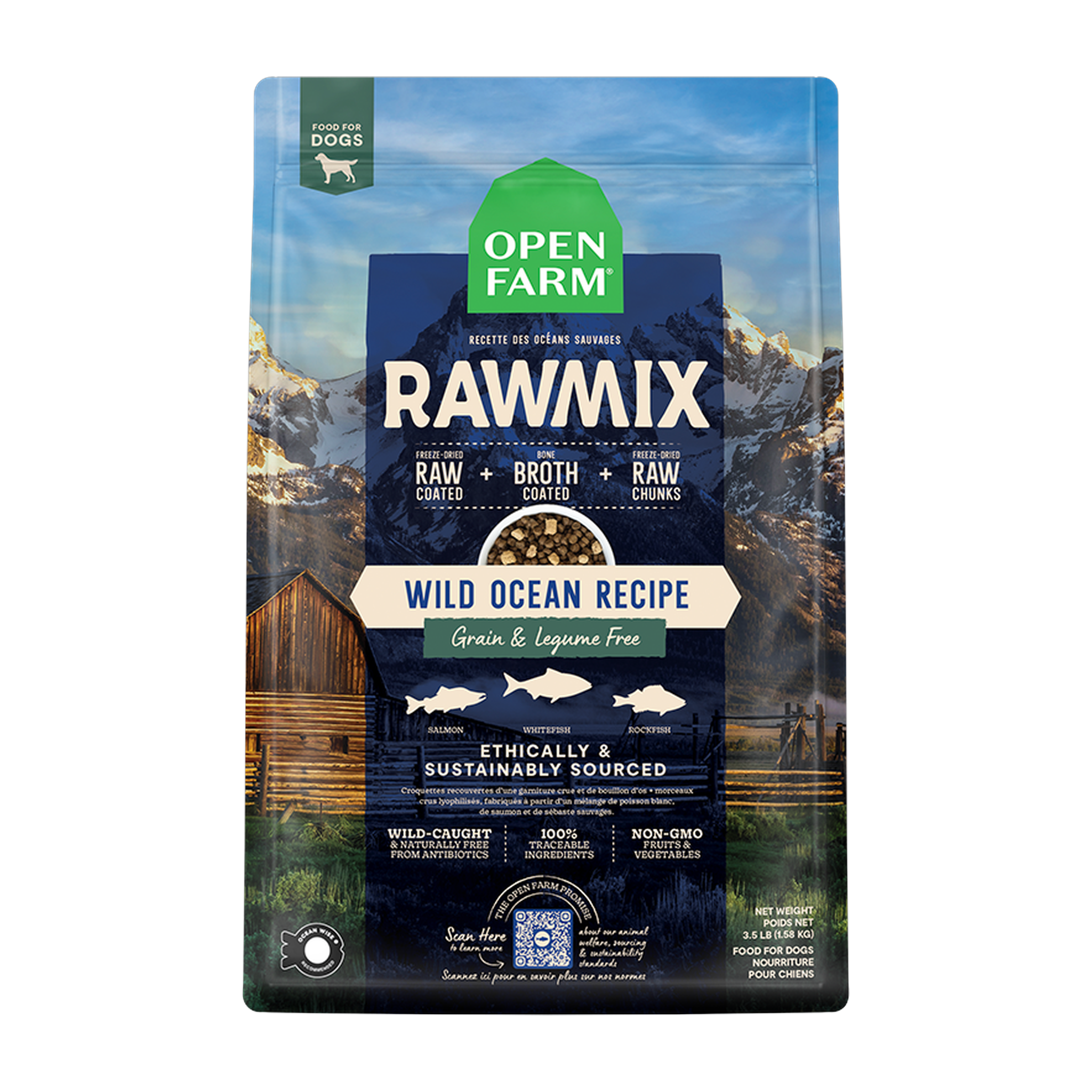 Open Farm RawMix Wild Ocean Grain-Free Dog Kibble 20 LB bag
