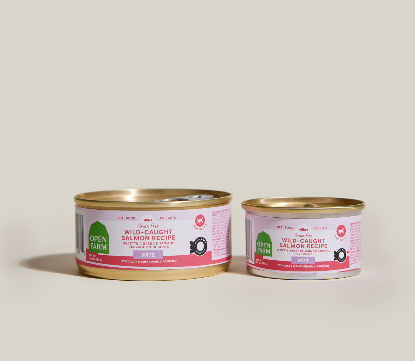 Open Farm Wild-Caught Salmon Pâté for Cats 2.8 oz and 5.3 oz cans