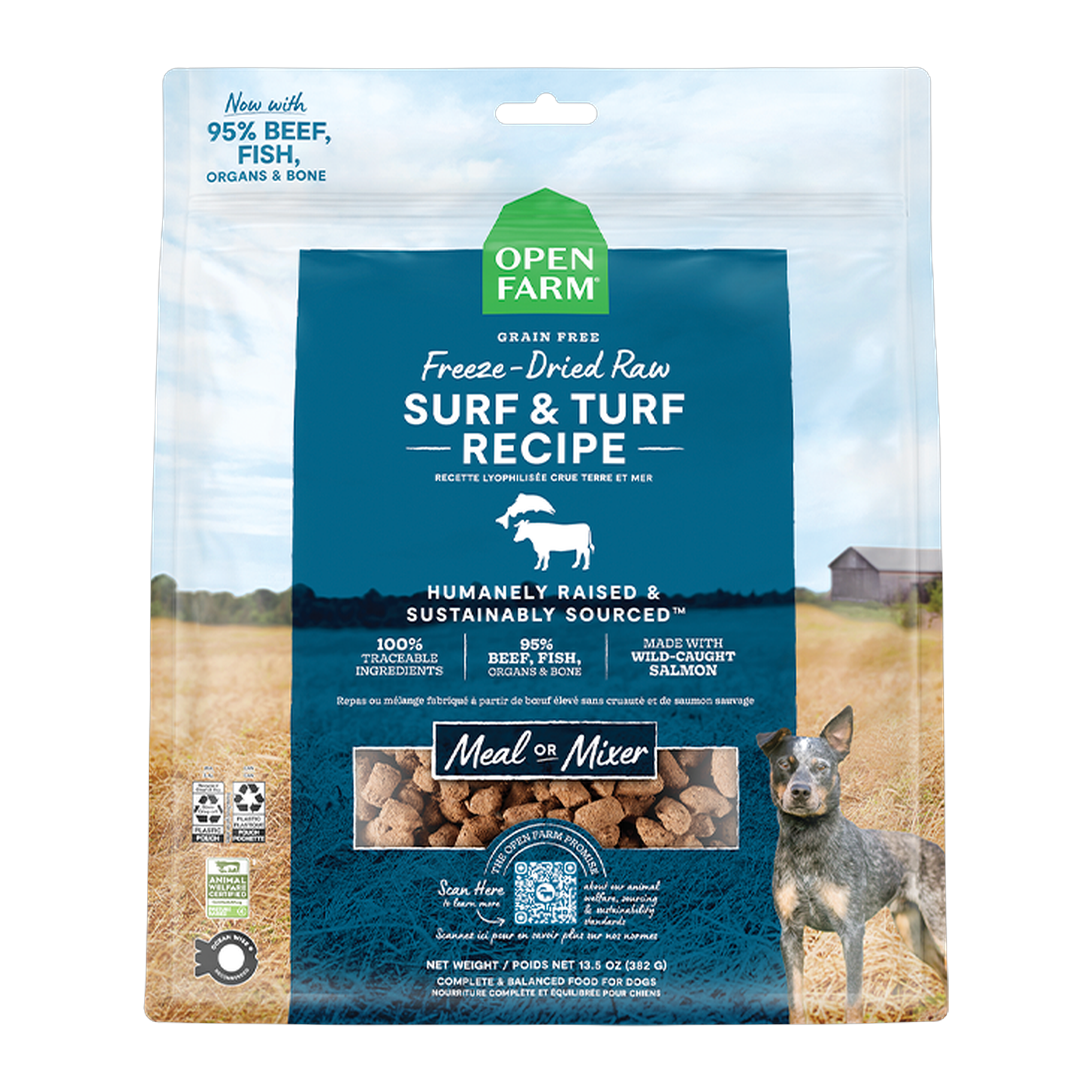 Open Farm Surf & Turf Freeze Dried Raw Morsels for Dogs 13.5 oz bag