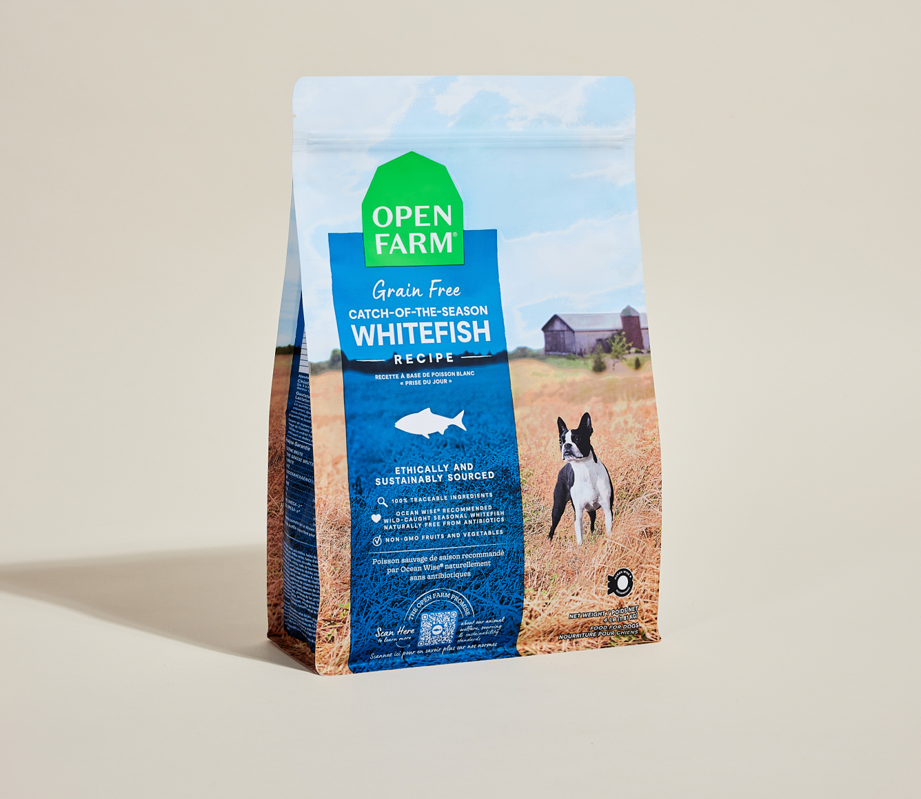 Open Farm Whitefish Grain-Free Dog Kibble bag