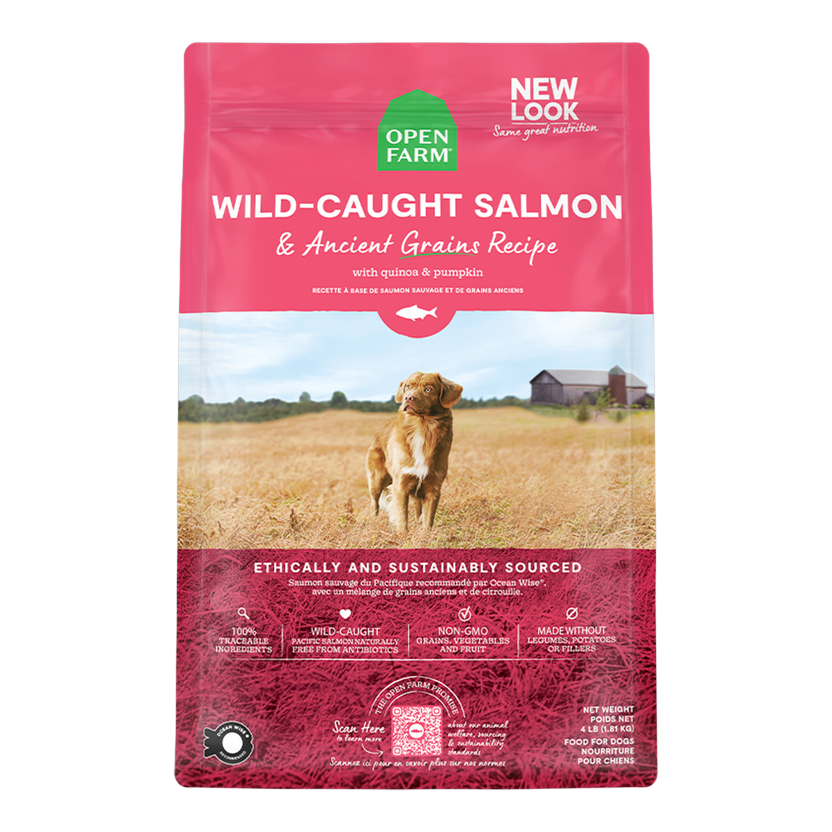 Open Farm Wild-Caught Salmon & Ancient Grains Dog Kibble -- 22 lb bag
