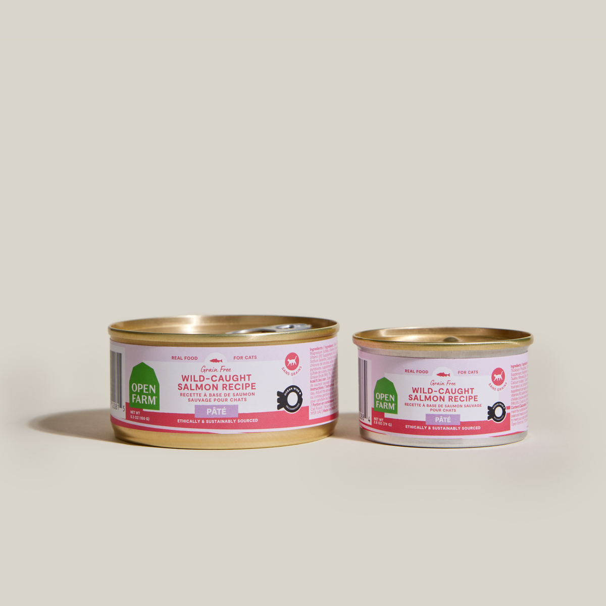 Open Farm Wild-Caught Salmon Pâté for Cats -- 2.8 oz and 5.3 oz cans