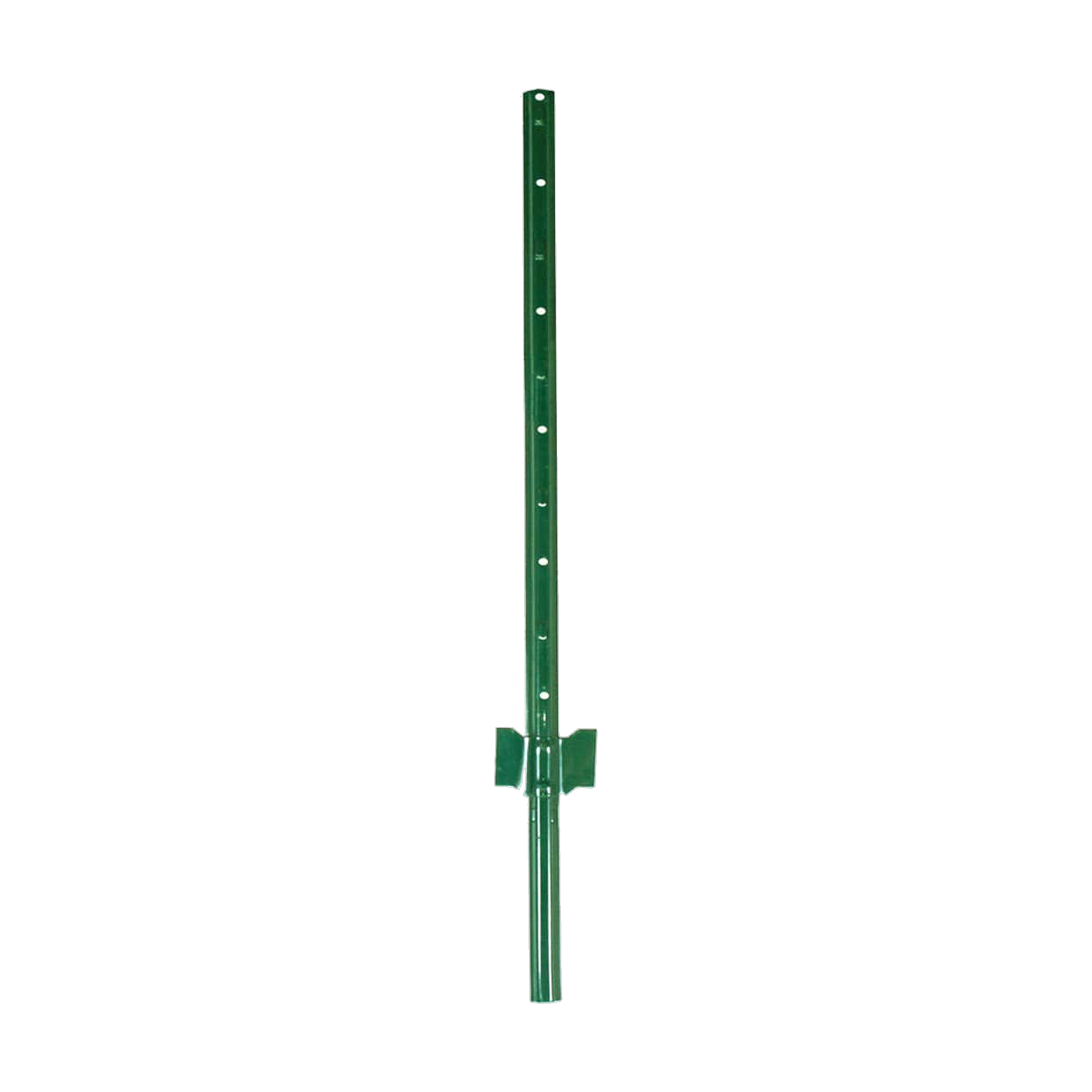 Origin Point green powder-coated light duty steel U-post fence post with studded holes and anchor plate
