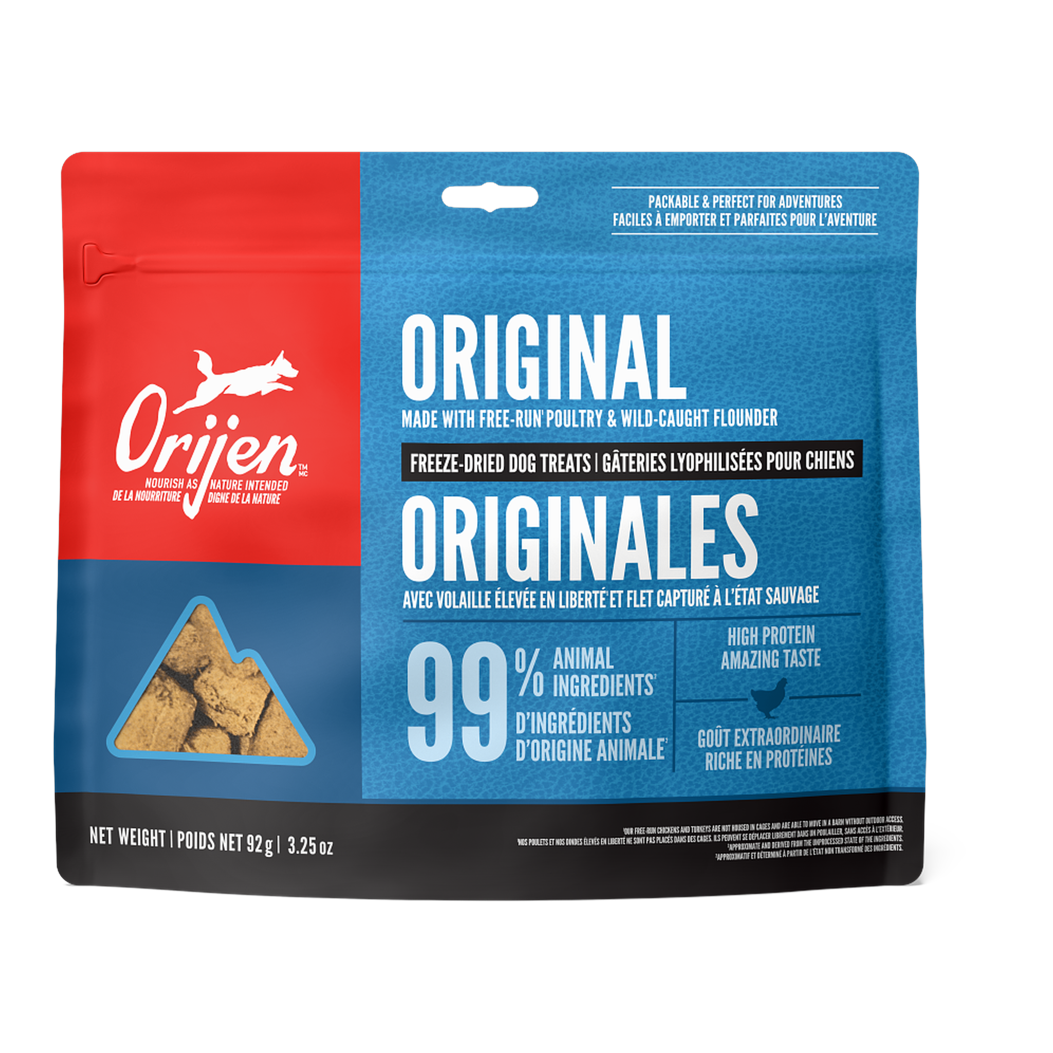 Orijen Original Freeze-Dried Dog Treats 3.25 oz pouch front