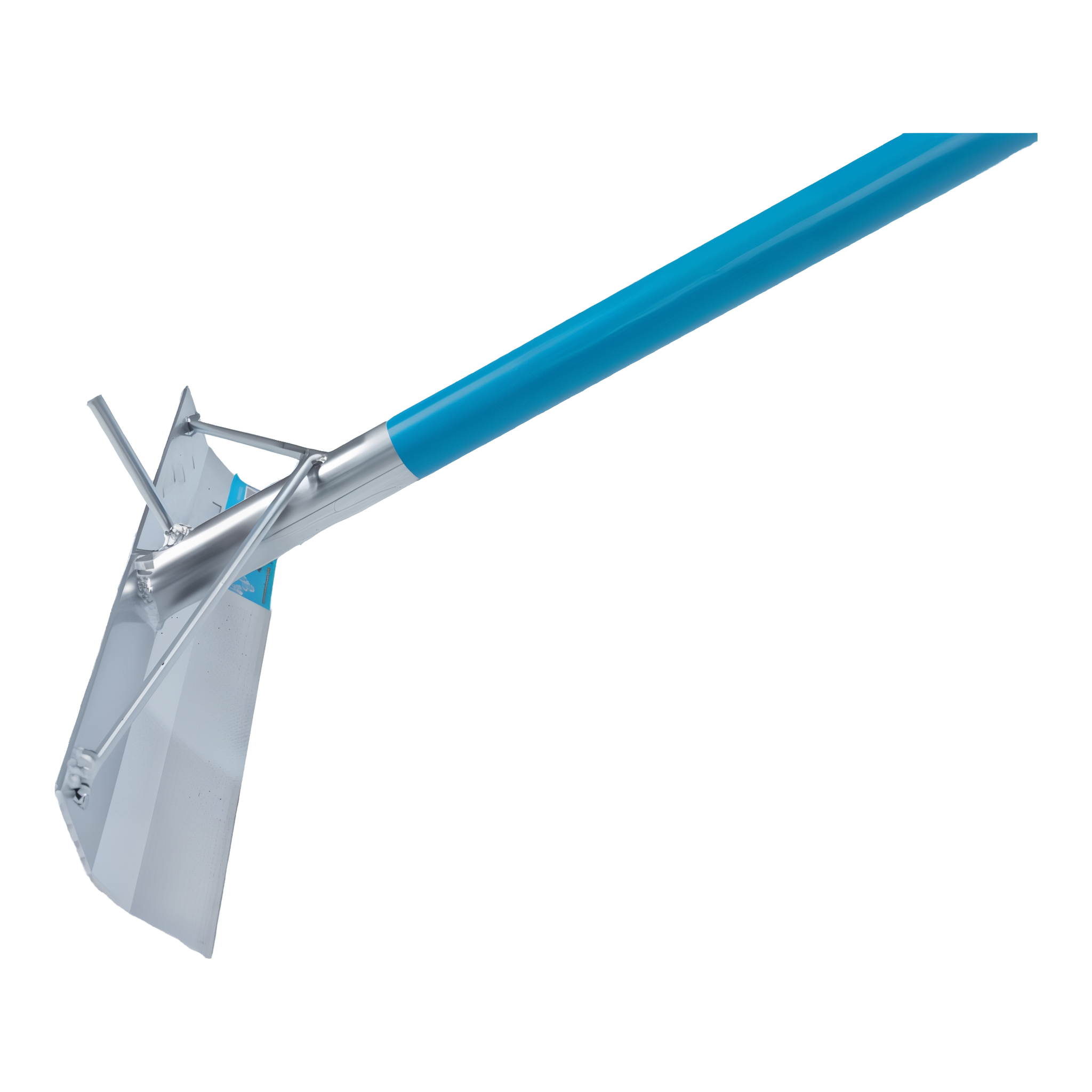 OX Pro concrete rake side profile showing the 45-degree edge angle and handle attachment