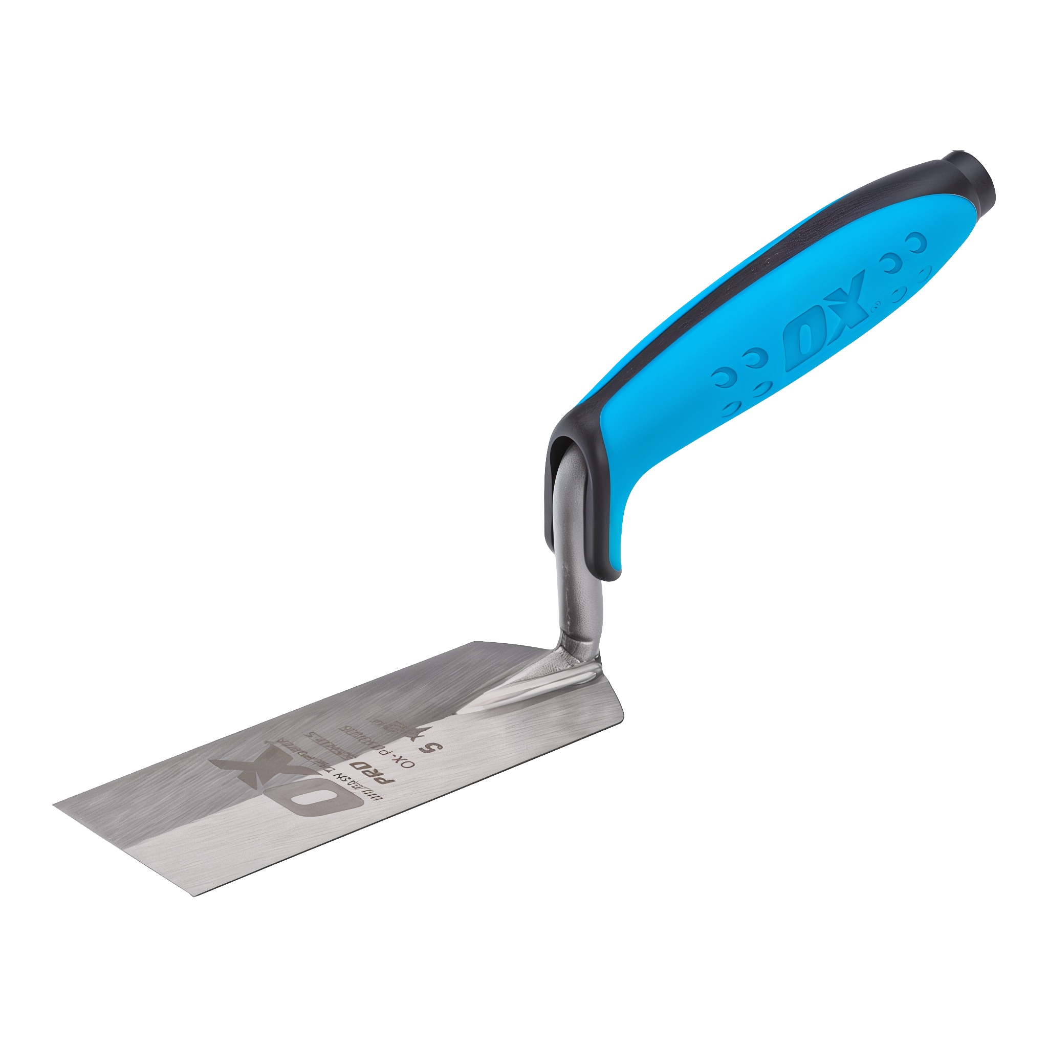 OX Pro Margin Trowel — 5-inch by 2-inch rectangular forged blade with ergonomic OX Grip handle for tight-corner masonry and mortar work