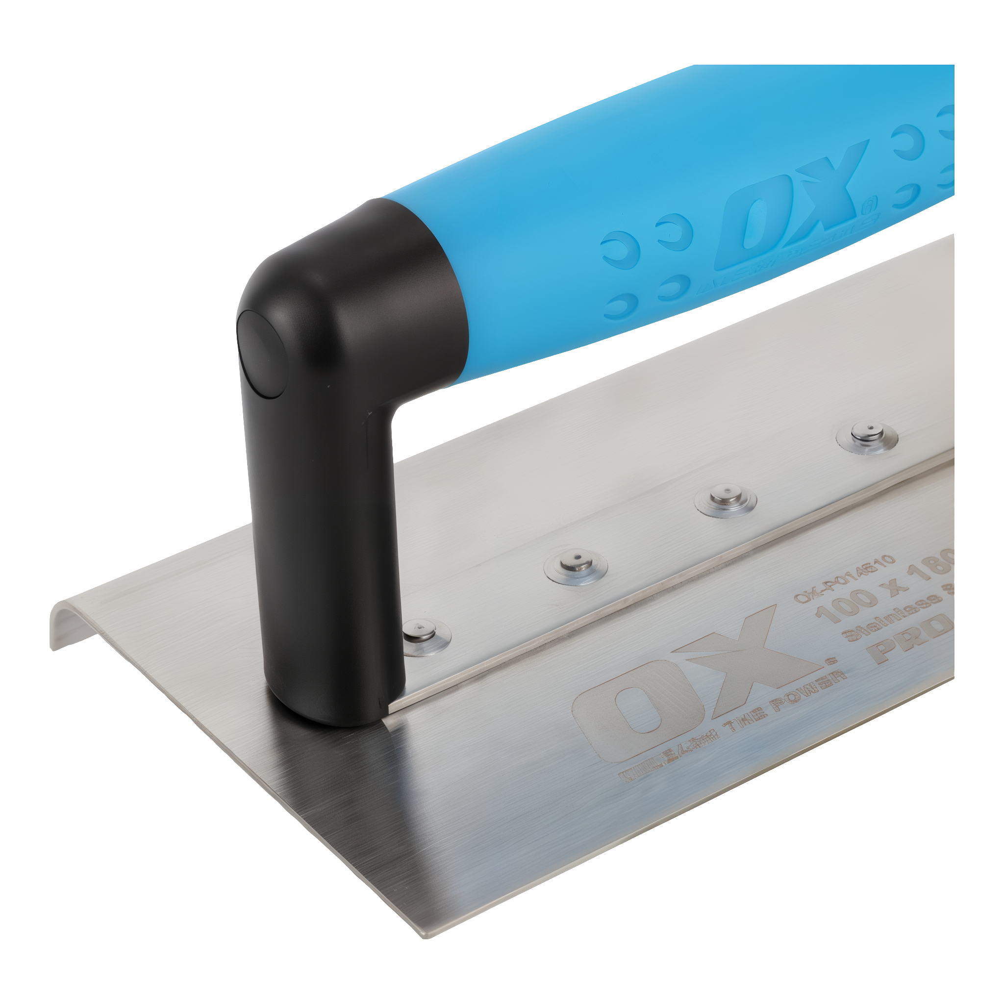 OX Pro Stainless Steel Medium Edger detail of the stainless plate and ergonomic OX Grip handle