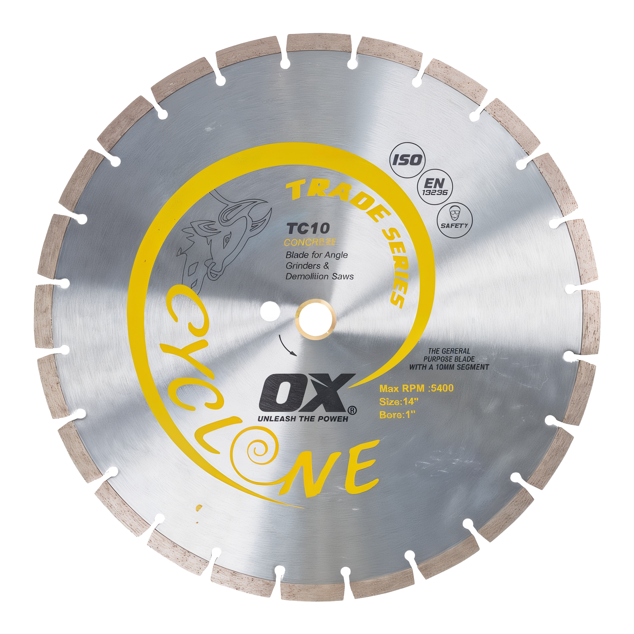 Trade Series general purpose 14 inch diamond blade for paving tools and equipment.