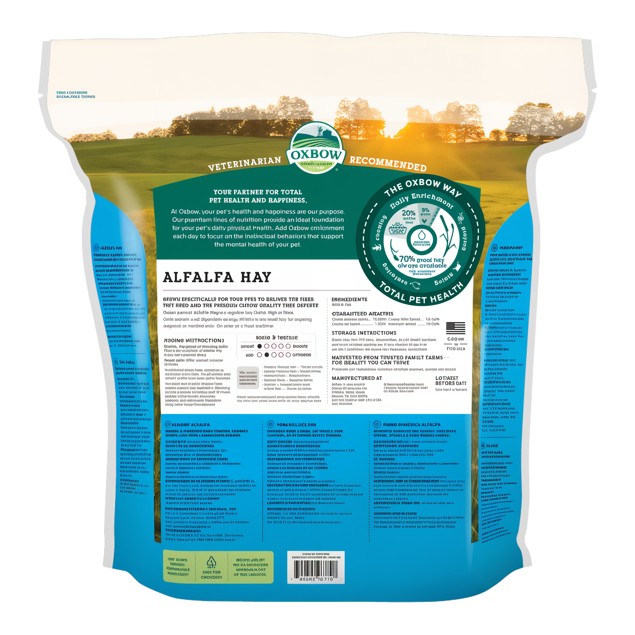 Back of the Alfalfa Hay 40 oz bag