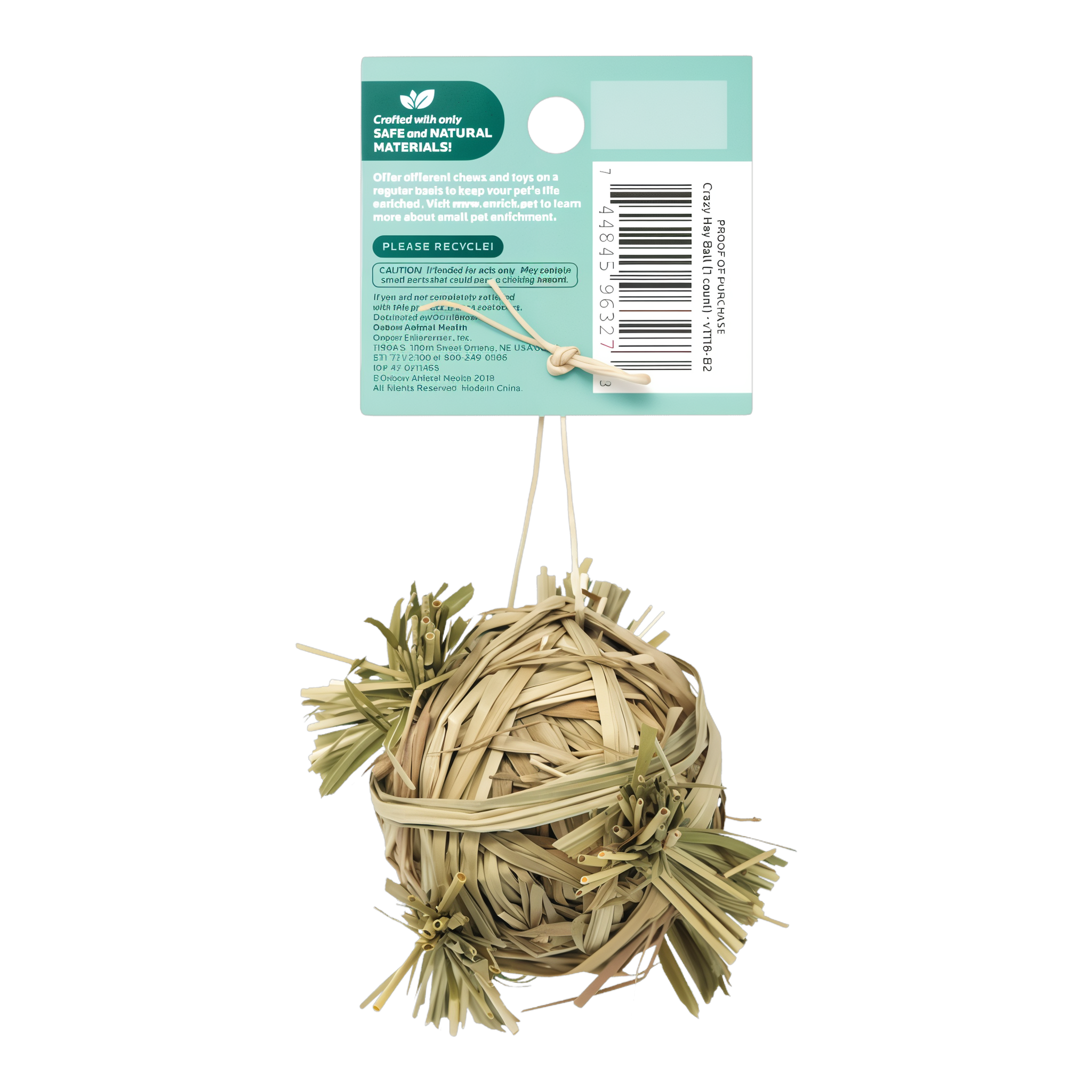Back of the Crazy Hay Ball packaging