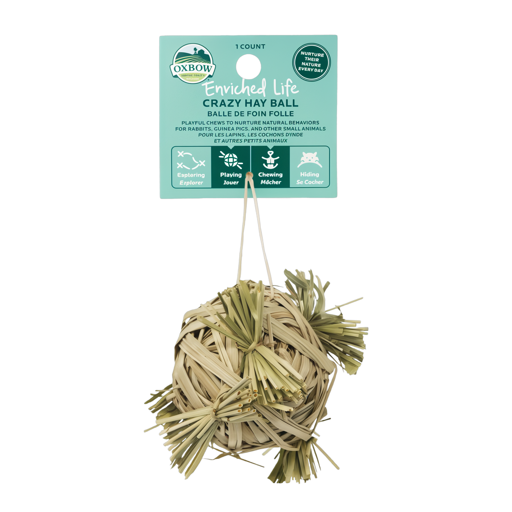 Oxbow Enriched Life Crazy Hay Ball in packaging