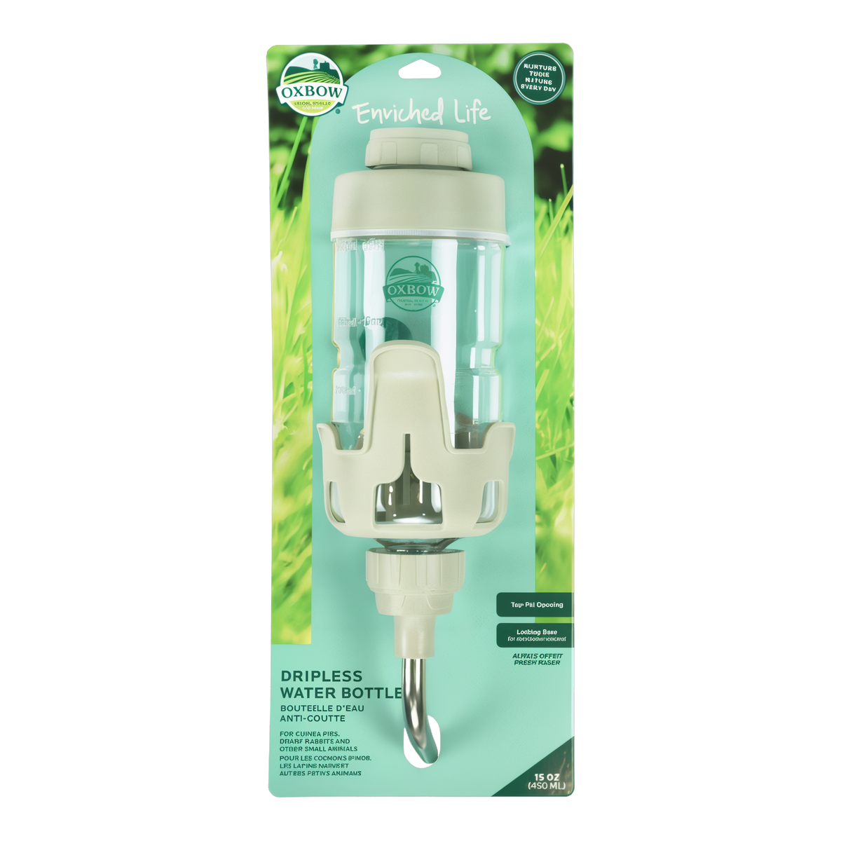 Oxbow Enriched Life Dripless Water Bottle, Small 15 oz, in packaging