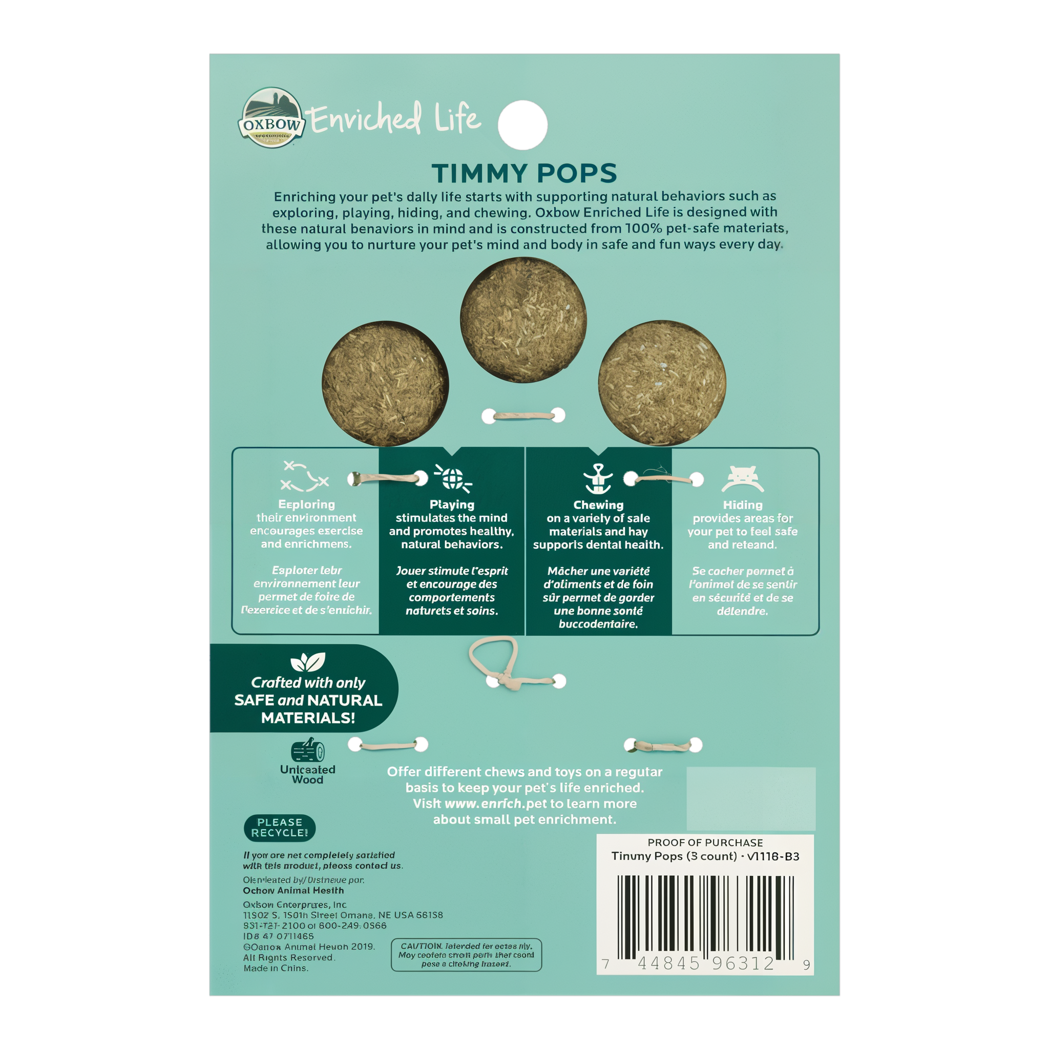 Back of the Timmy Pops packaging