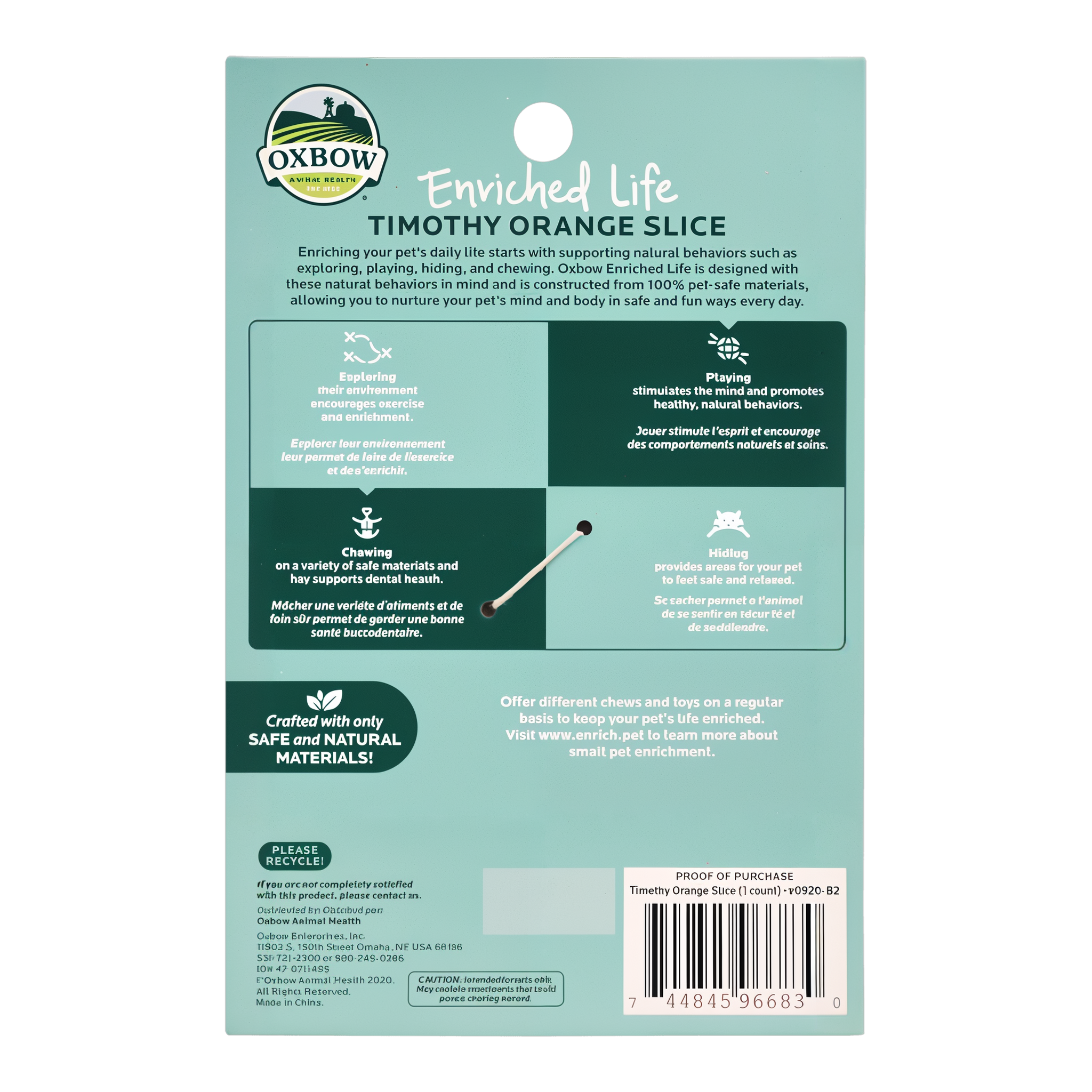 Back of the Timothy Orange Slice packaging