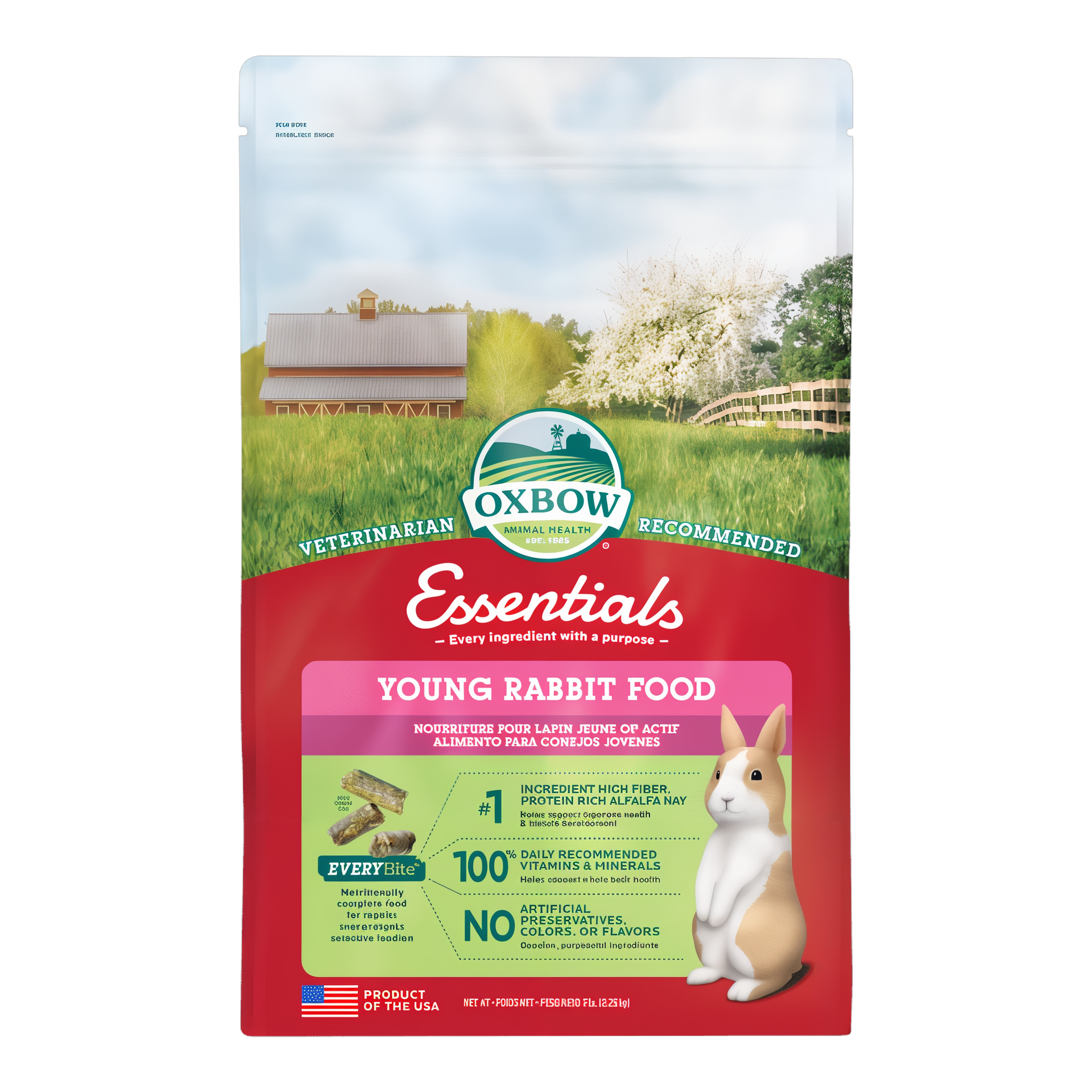 Oxbow Essentials Young Rabbit Food 5 lb bag, front