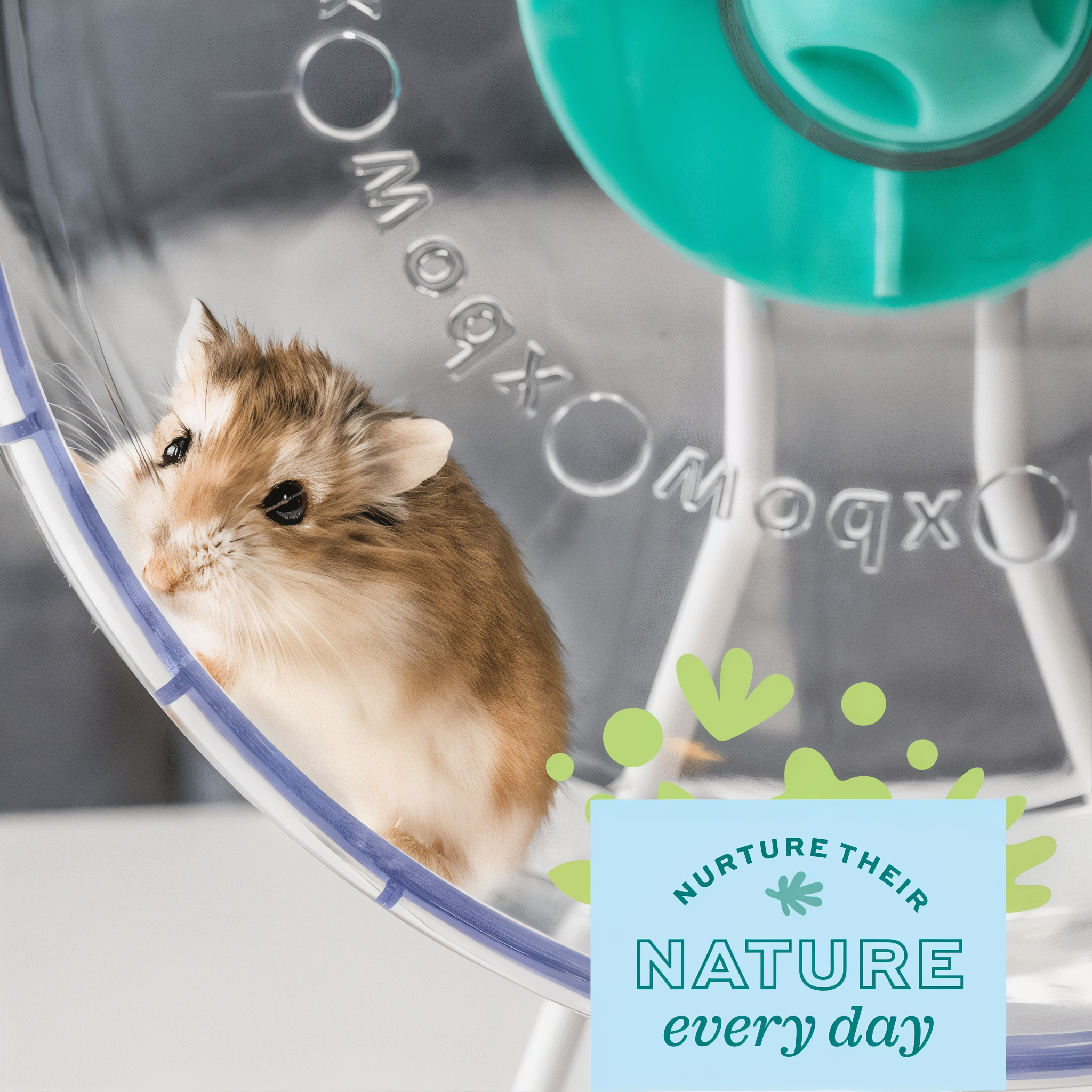Hamster running in the 2 in 1 Quiet Runner wheel