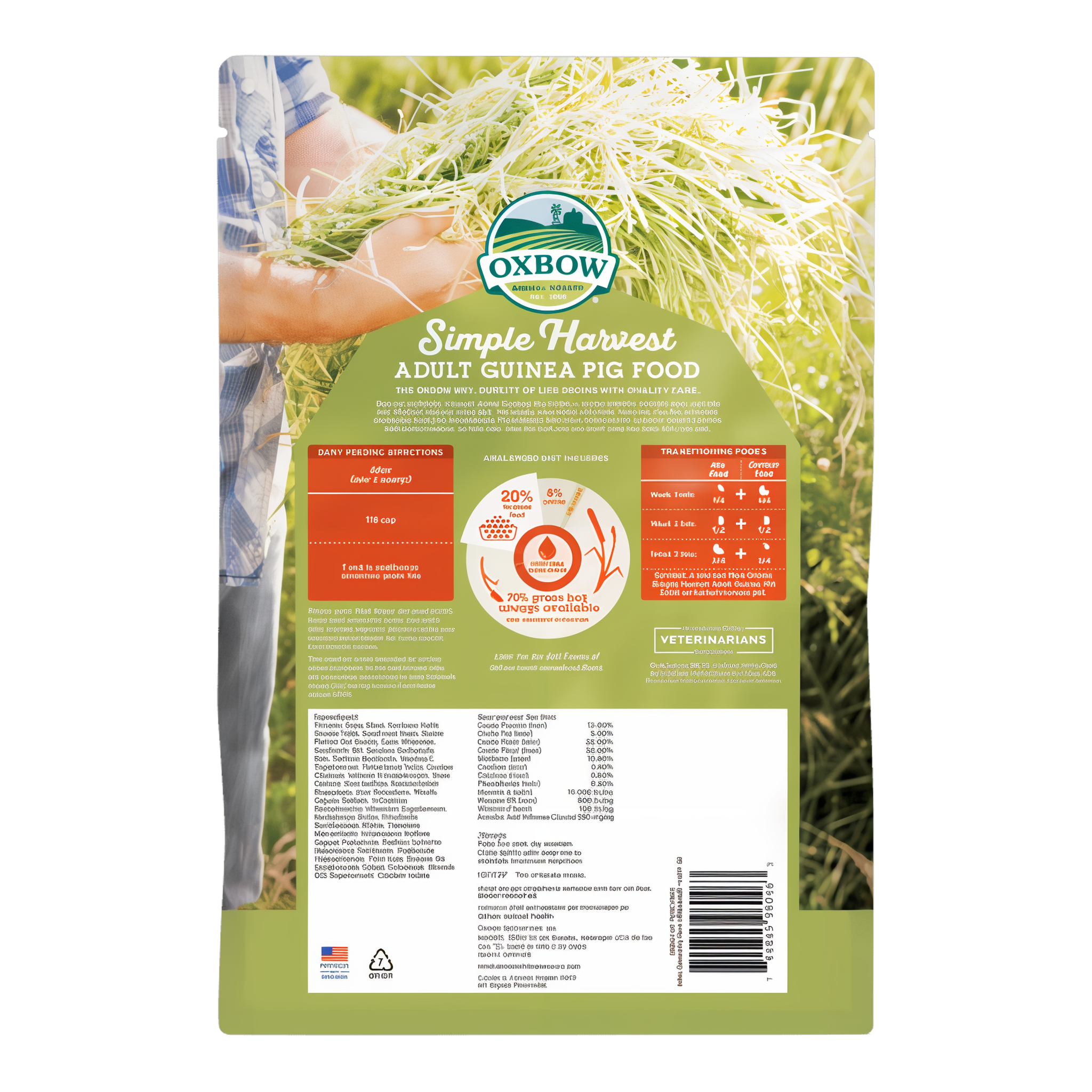 Back of the Simple Harvest Adult Guinea Pig Food bag