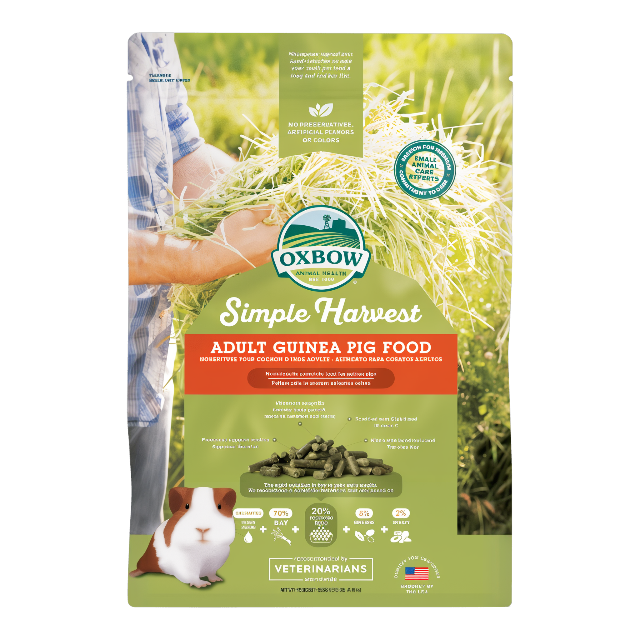 Oxbow Simple Harvest Adult Guinea Pig Food 4 lb bag, front