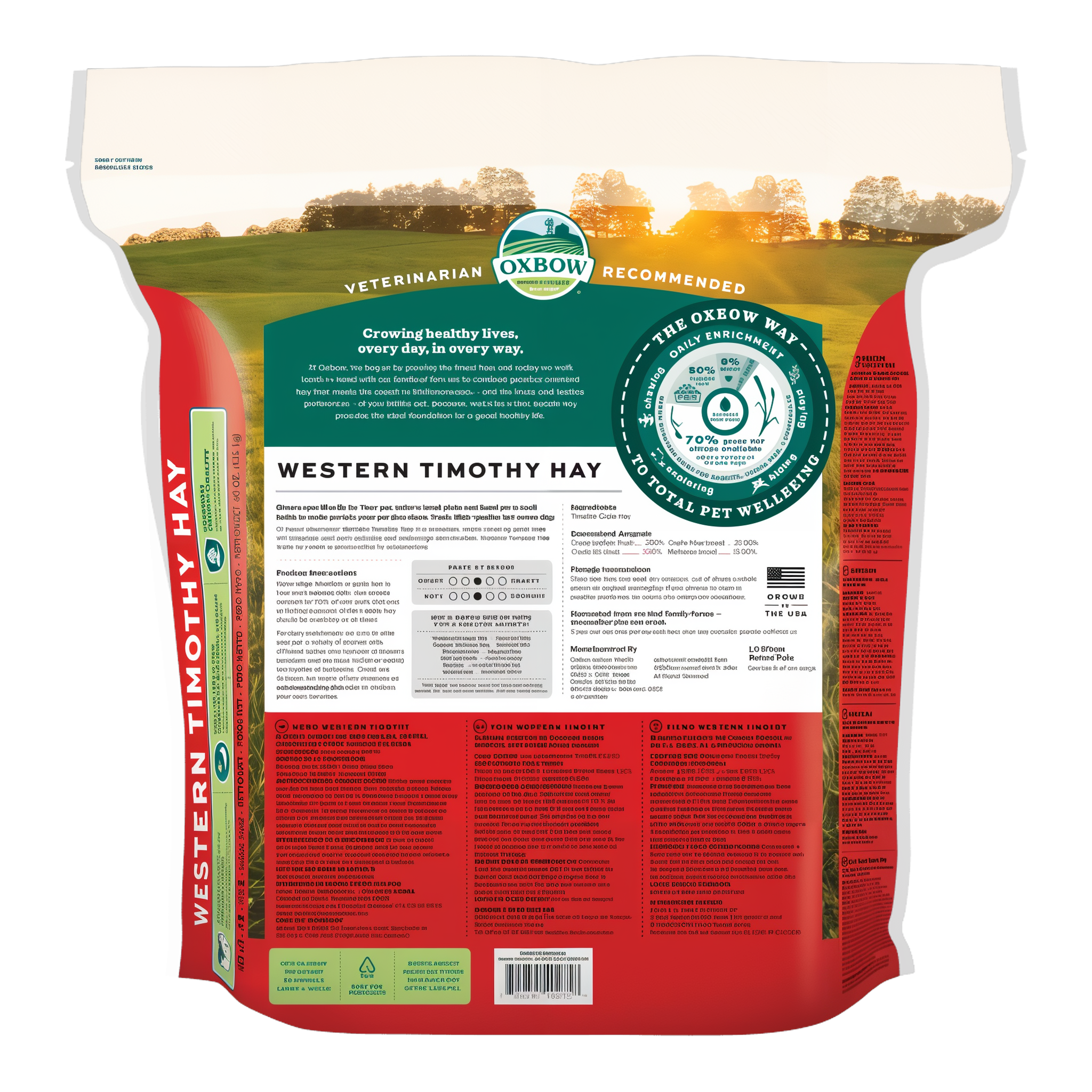 Back of the Western Timothy Hay 40 oz bag