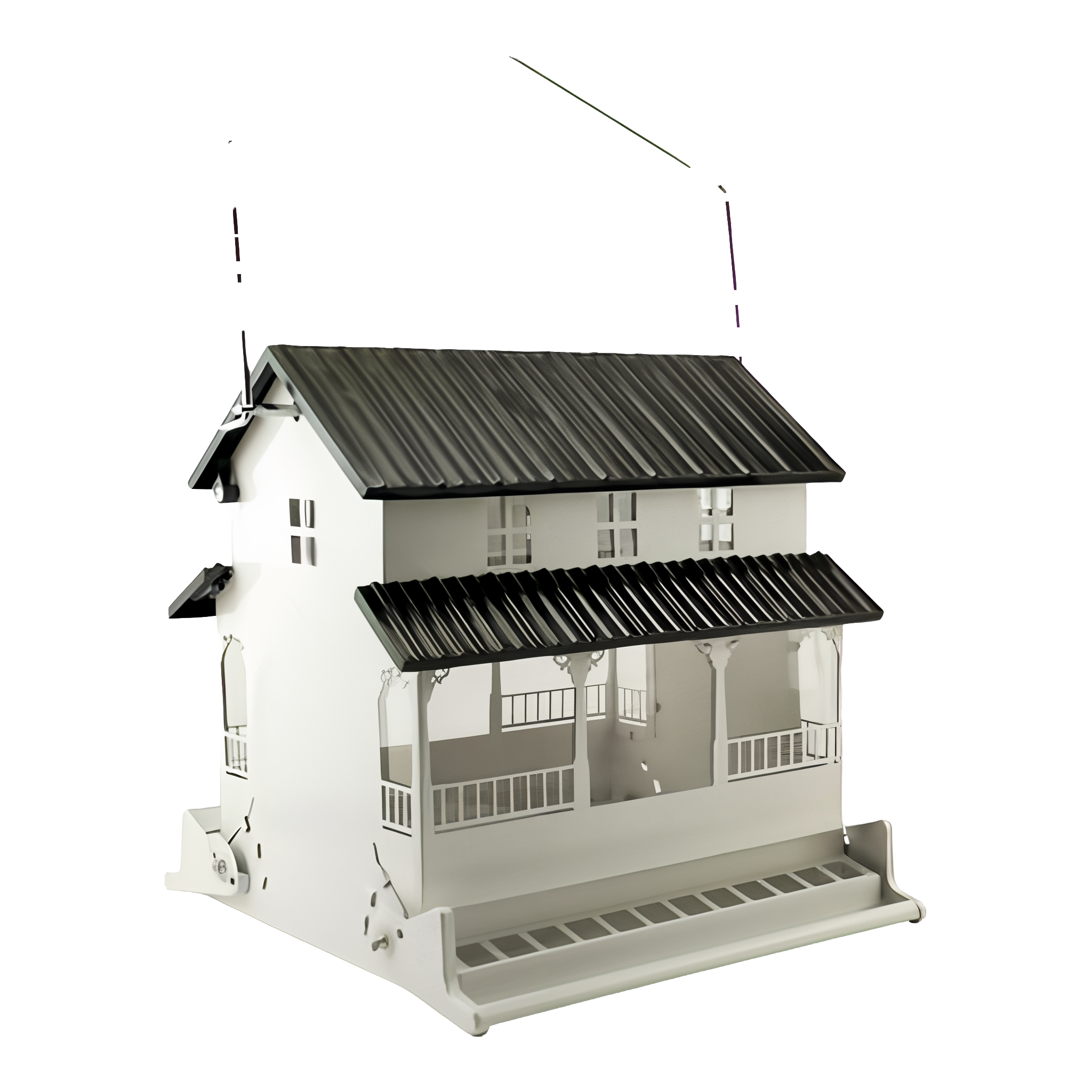 Double-Sided White Farmhouse Squirrel-Resistant Bird Feeder