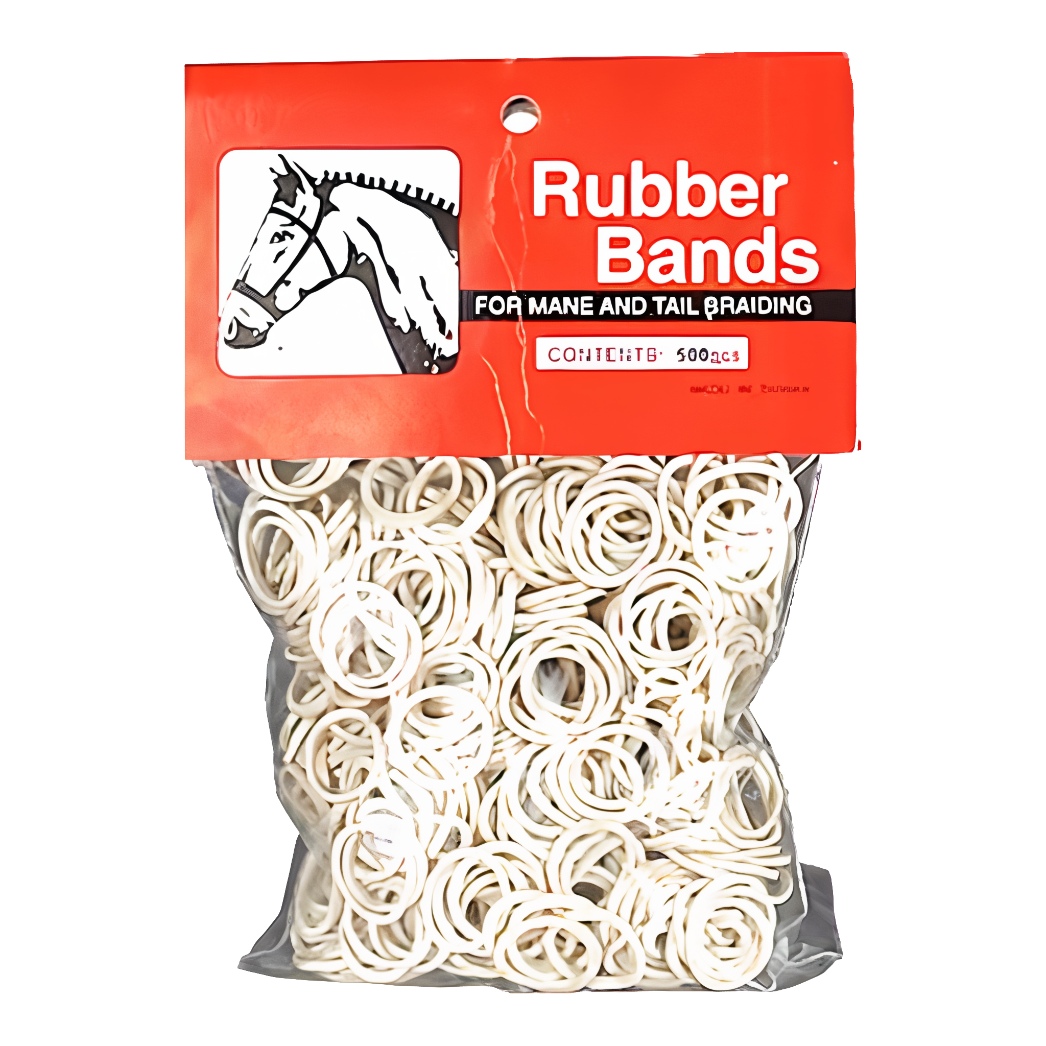 White Partrade Rubber Horse Braid Bands for equine hair. #White